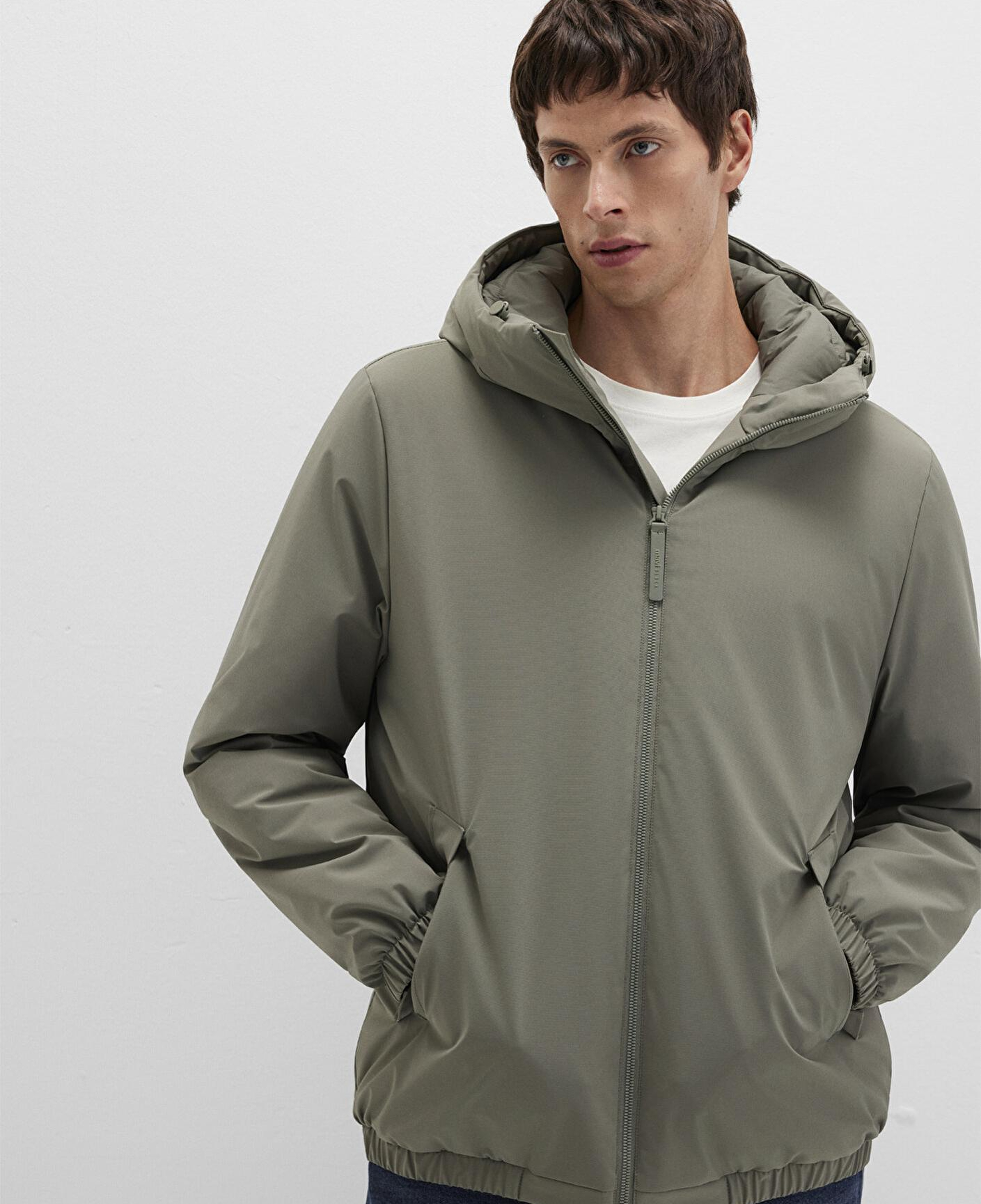 Mavi Kapüşonlu Yeşil Mont 0110617-85485