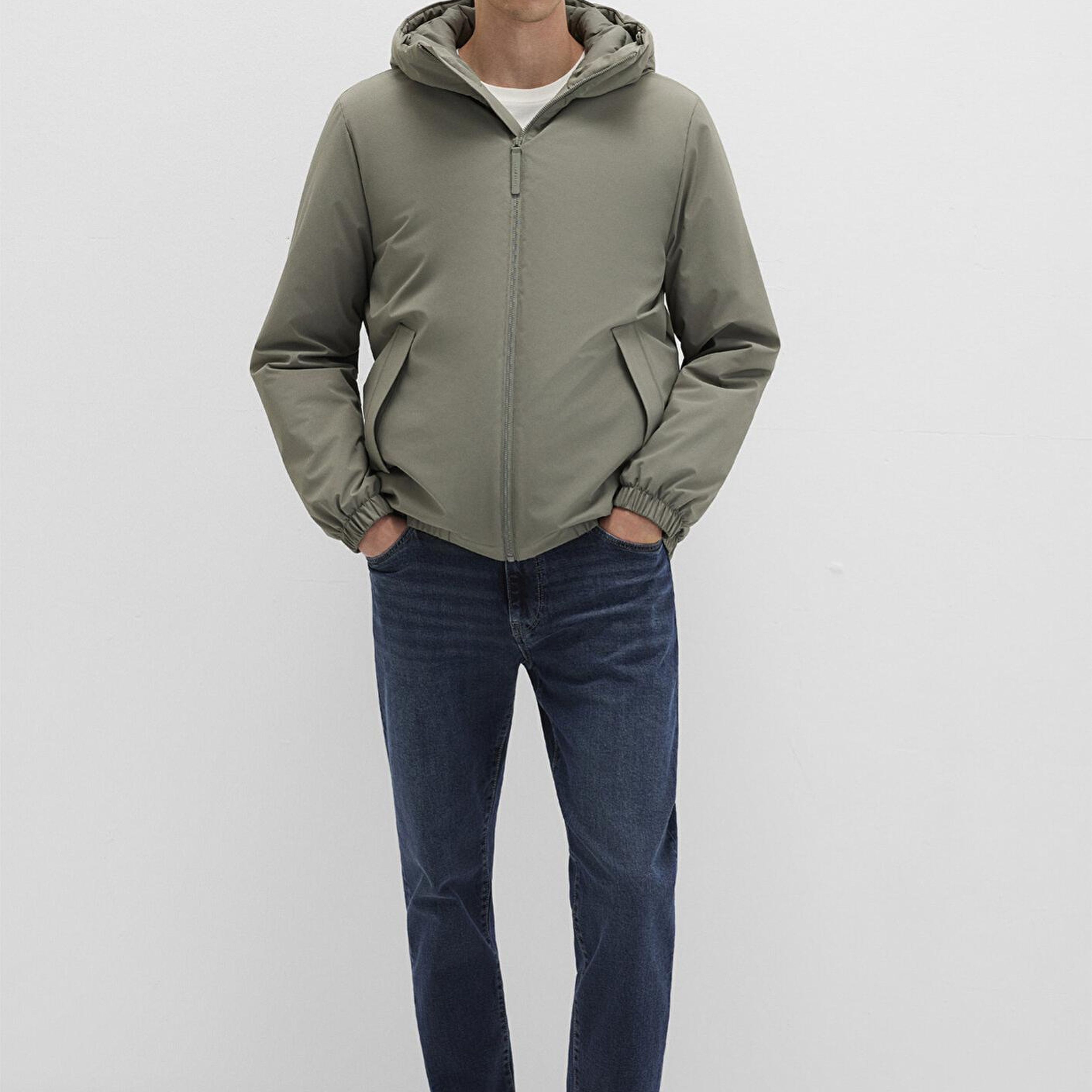 Mavi Kapüşonlu Yeşil Mont 0110617-85485