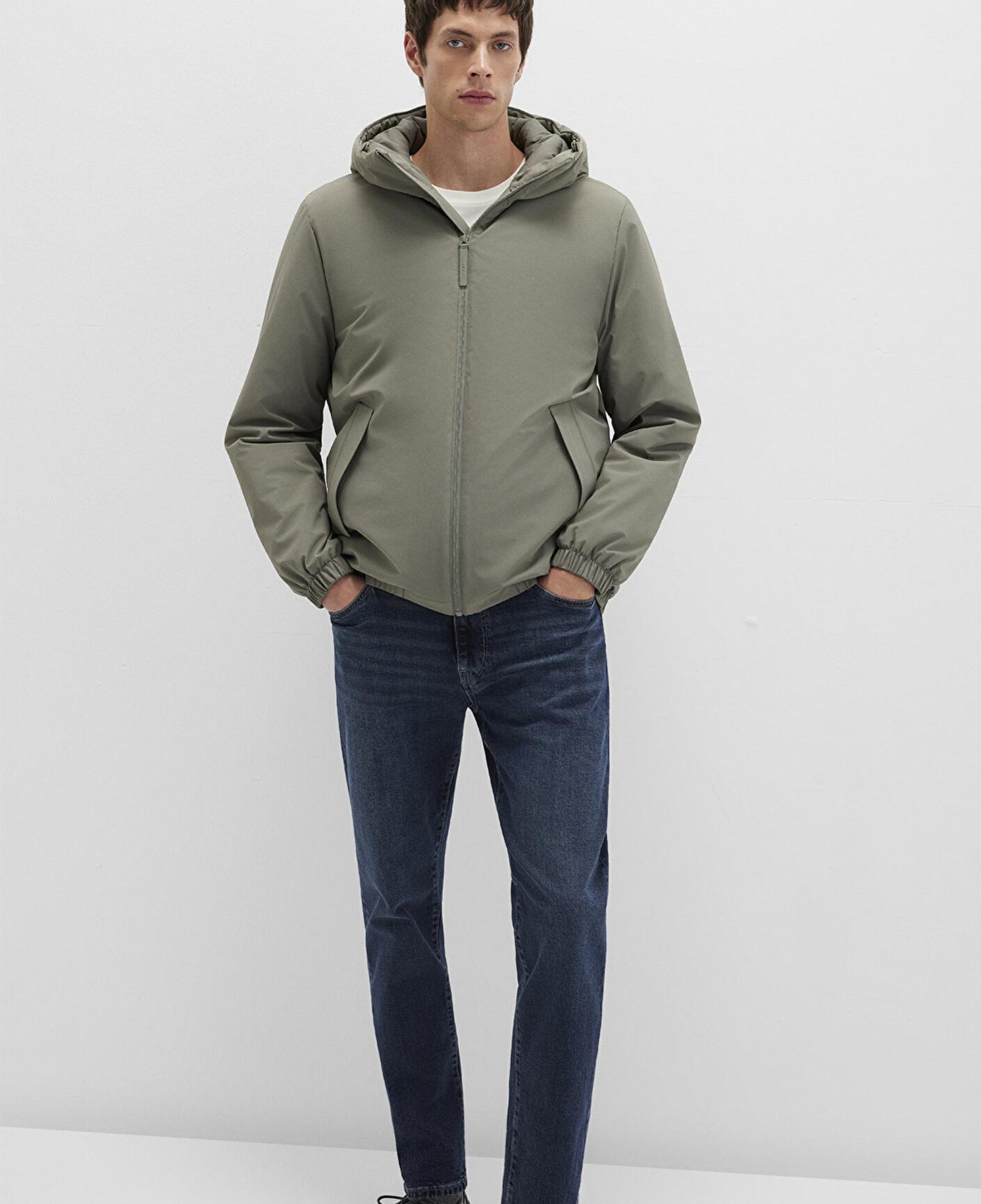 Mavi Kapüşonlu Yeşil Mont 0110617-85485