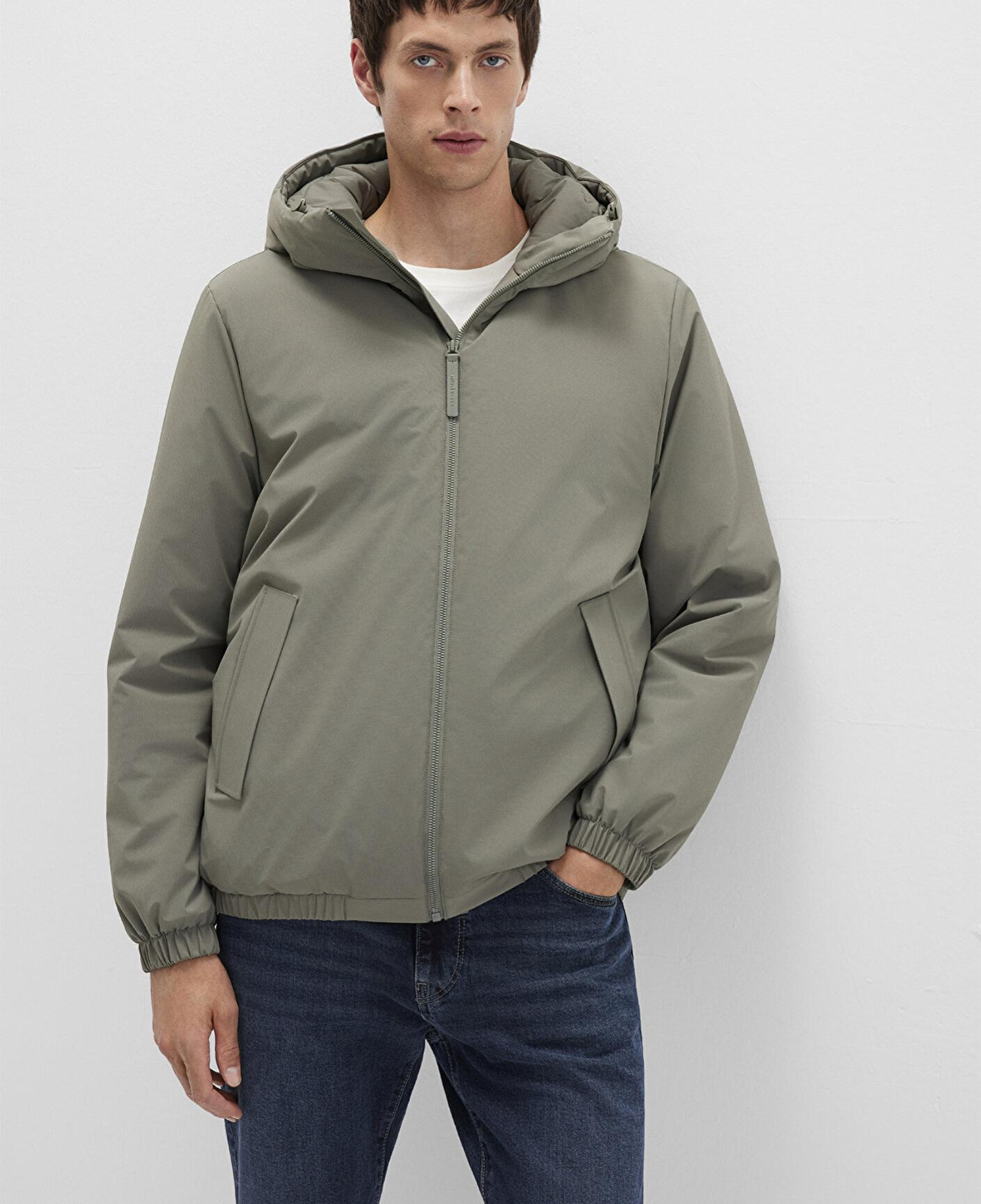 Mavi Kapüşonlu Yeşil Mont 0110617-85485