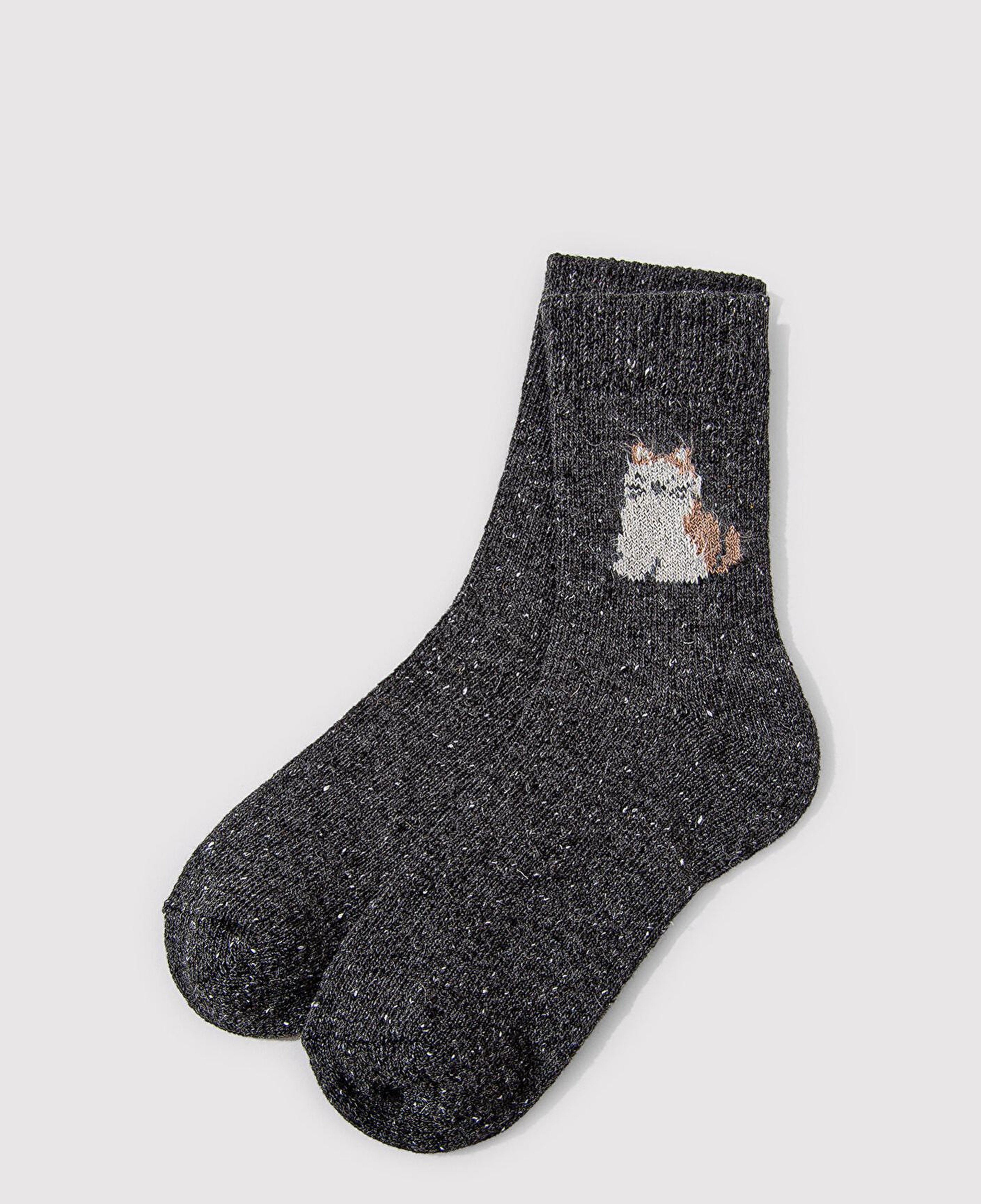 Mavi Yün Karışımlı Antrasit Bot Çorabı 1912833-80106