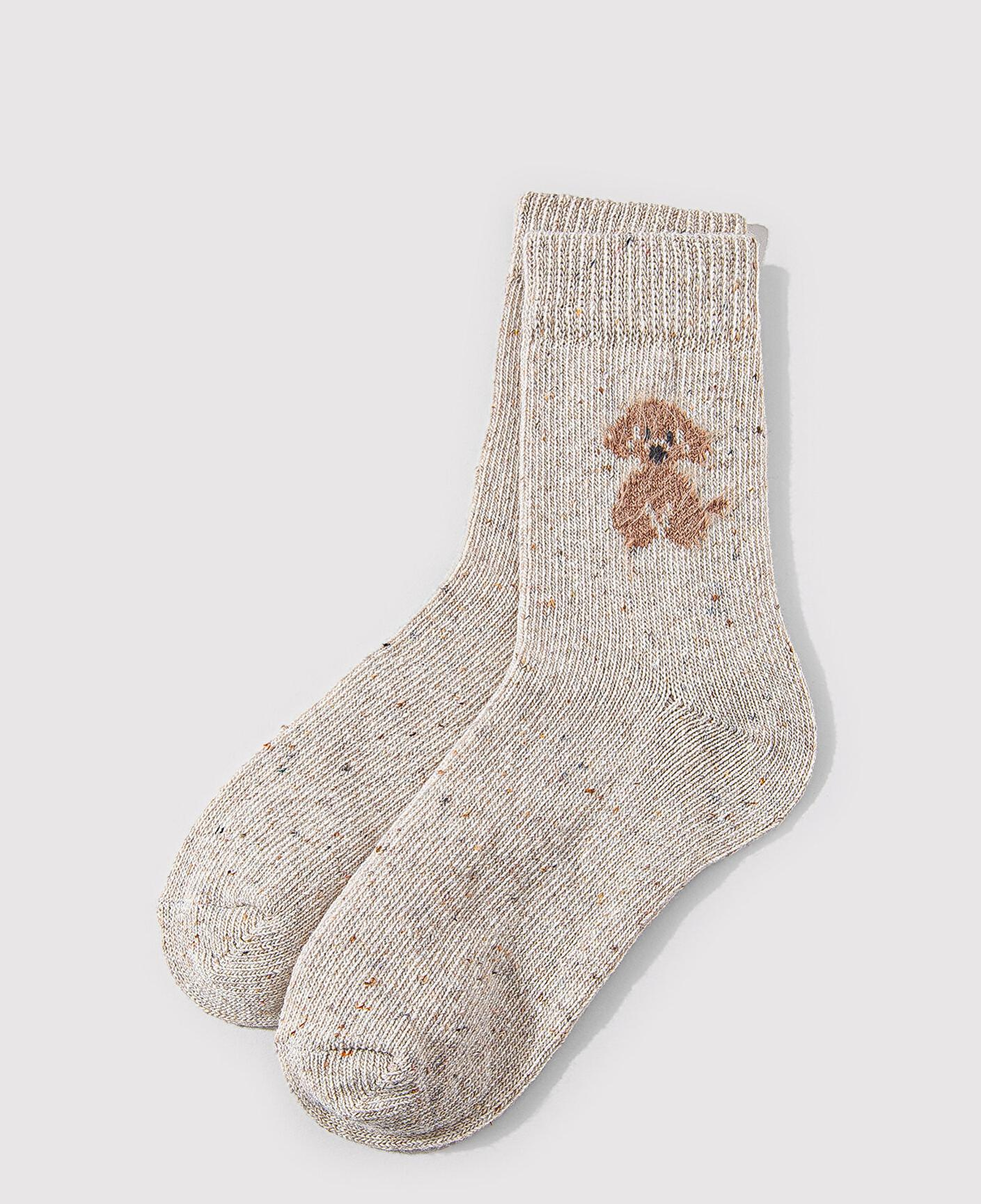 Mavi Yün Karışımlı Bej Bot Çorabı 1912832-70020