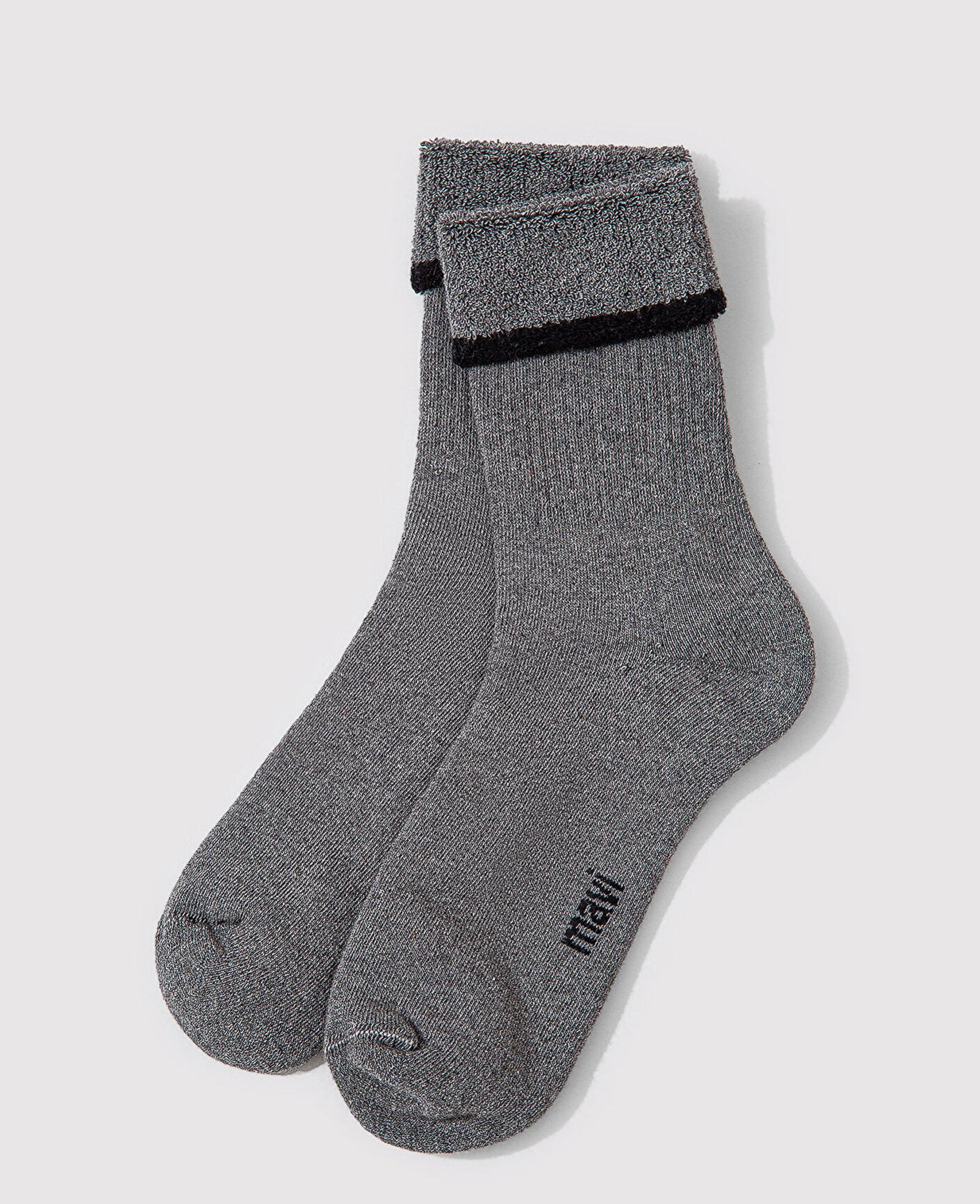 Mavi Çizgi Detaylı Gri Bot Çorabı 1912753-82816