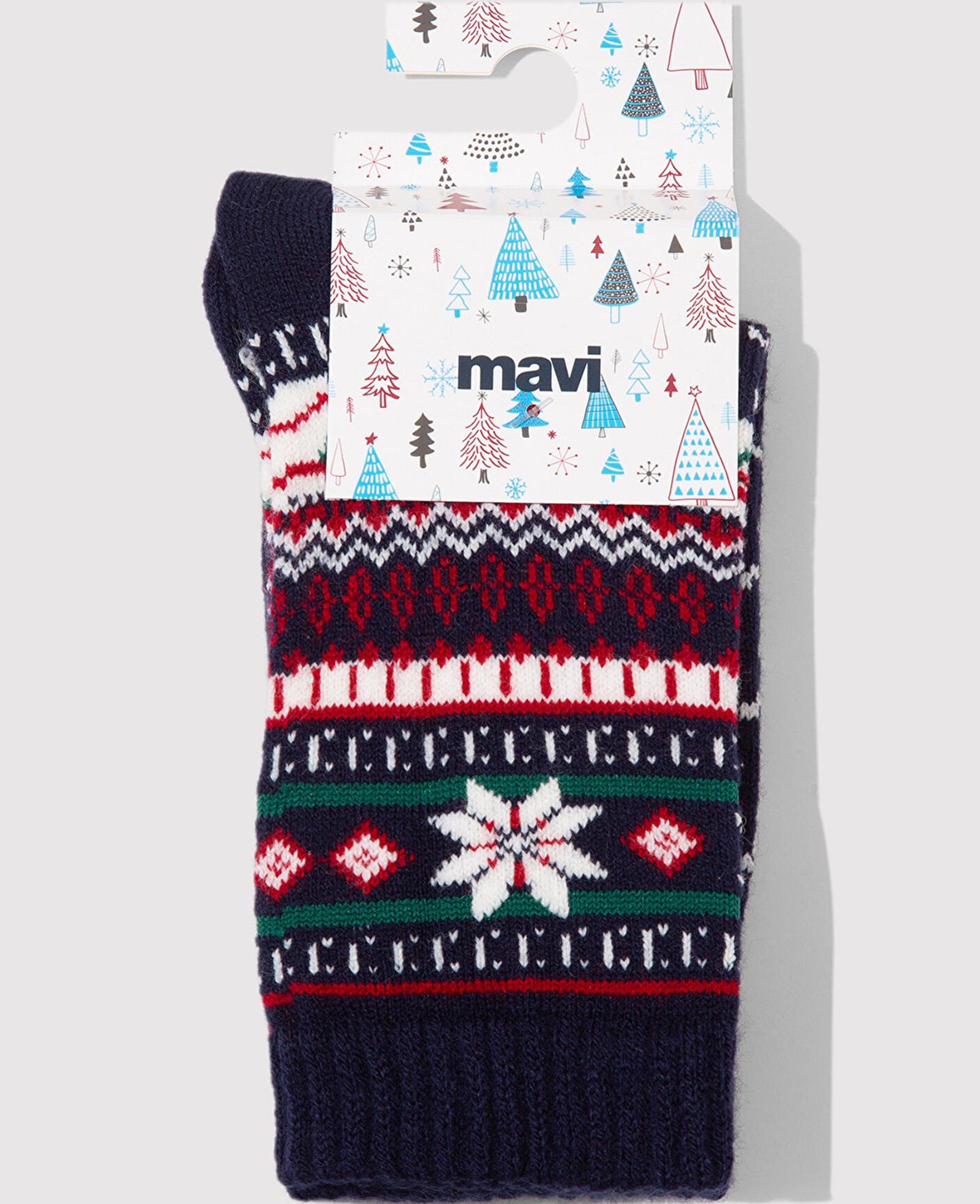 Mavi Yılbaşı Temalı Lacivert Bot Çorabı 1912179-70500