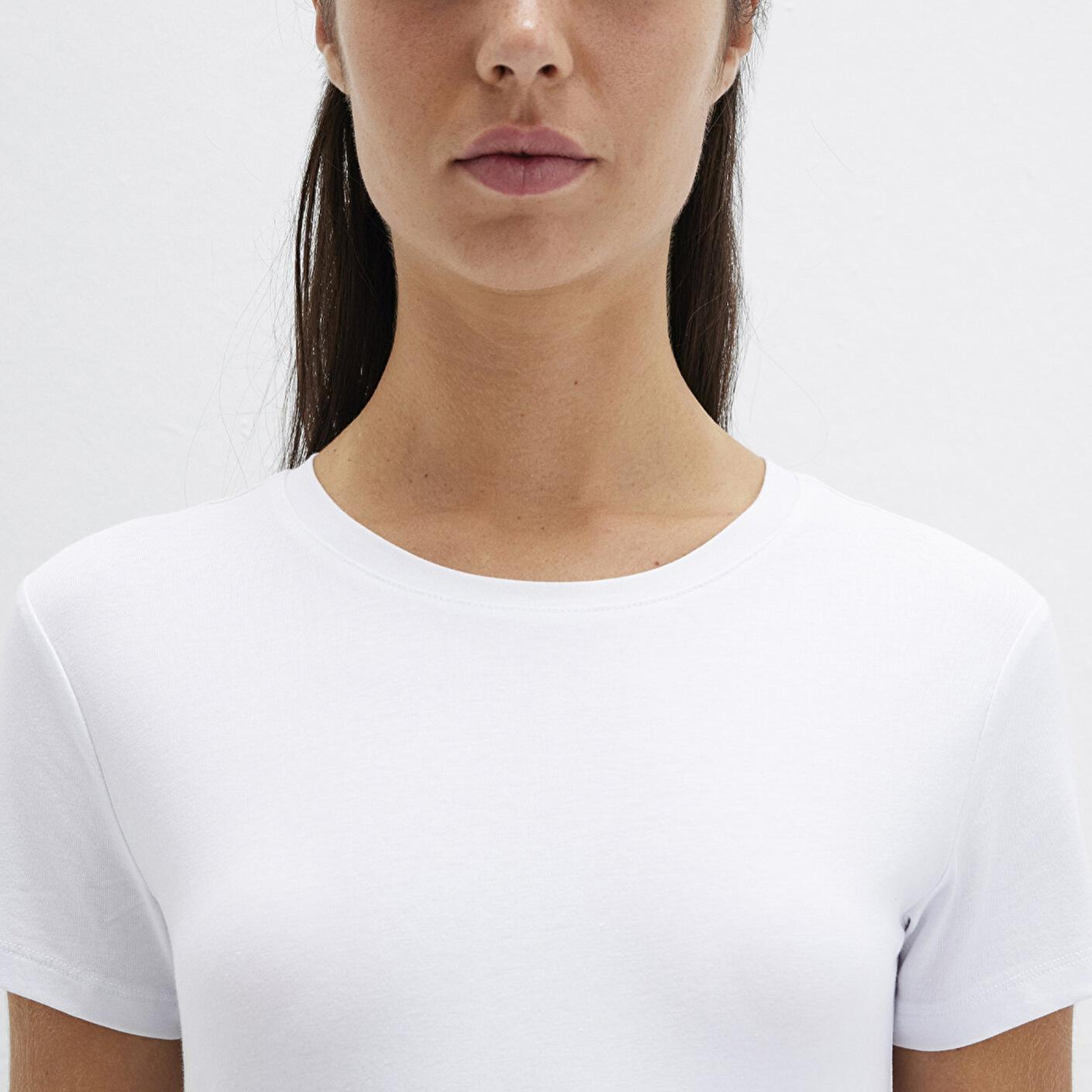 Mavi Stretch Beyaz Basic Tişört Fitted / Vücuda Oturan Kesim 162767-620