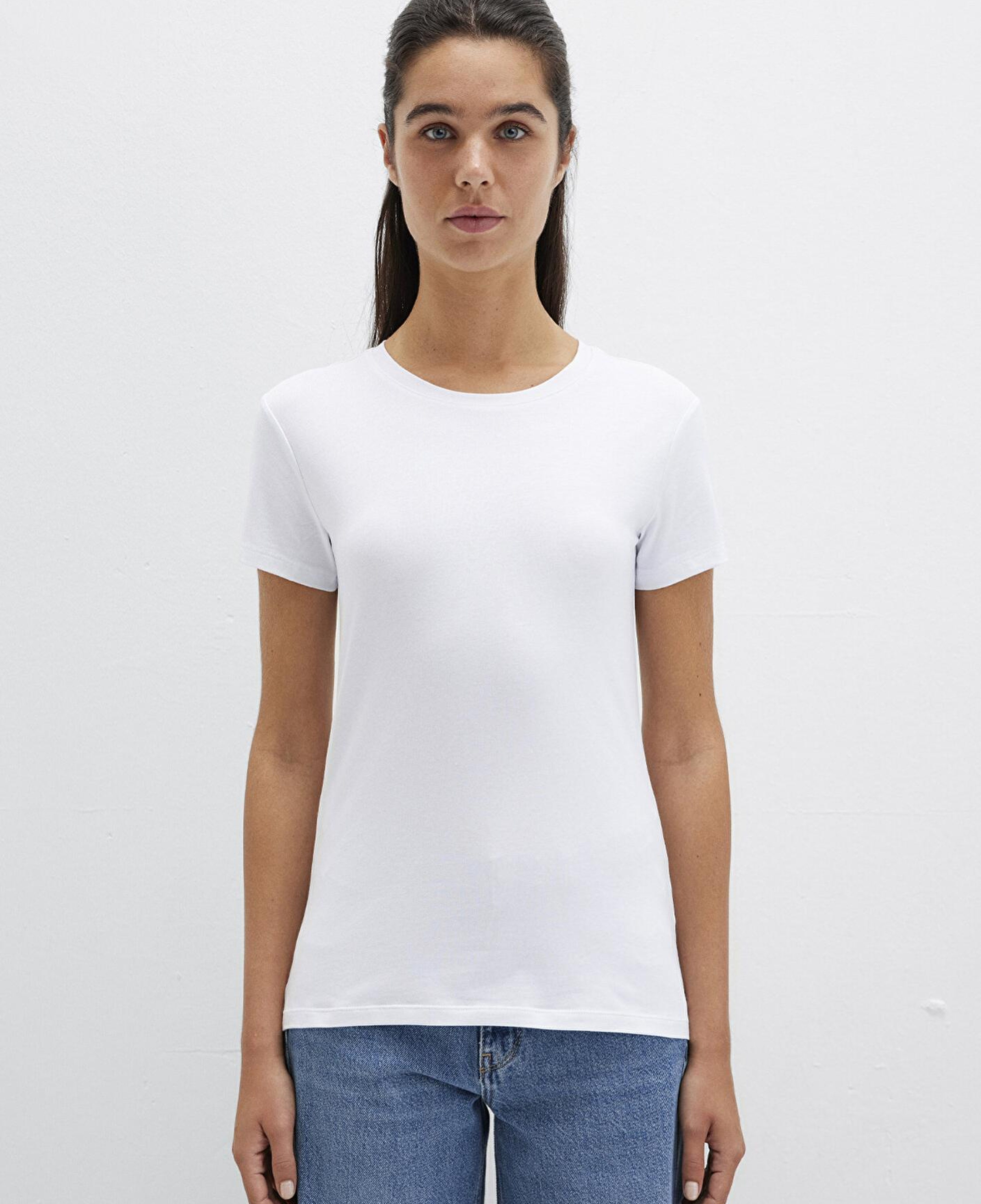 Mavi Stretch Beyaz Basic Tişört Fitted / Vücuda Oturan Kesim 162767-620