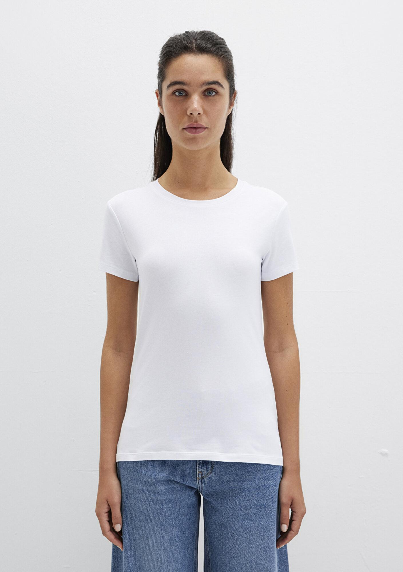 Mavi Stretch Beyaz Basic Tişört Fitted / Vücuda Oturan Kesim 162767-620