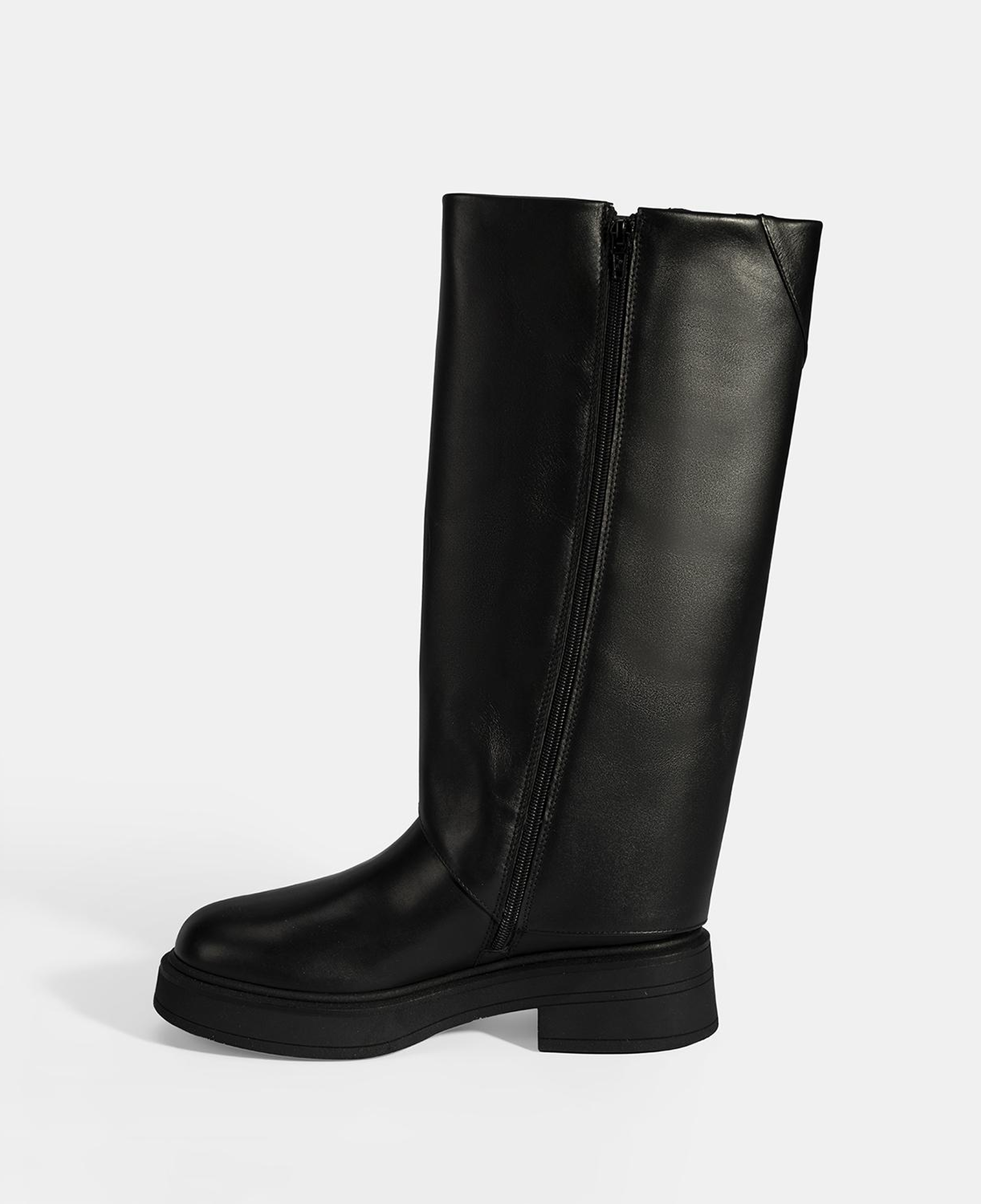 Kadın Siyah Katlama Detaylı Deri Çizme