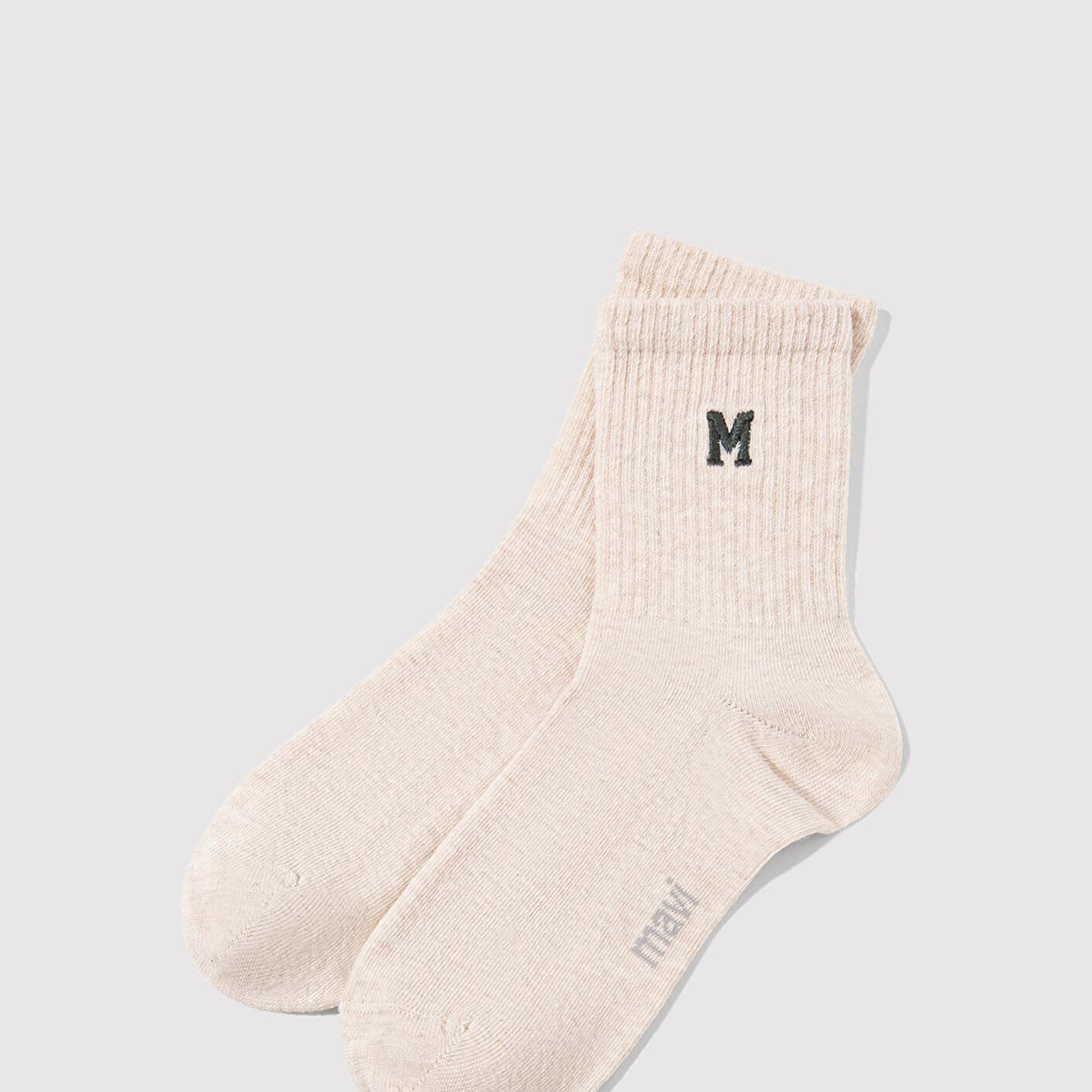 Mavi M Nakışlı Bej Soket Çorap 1913541-35111