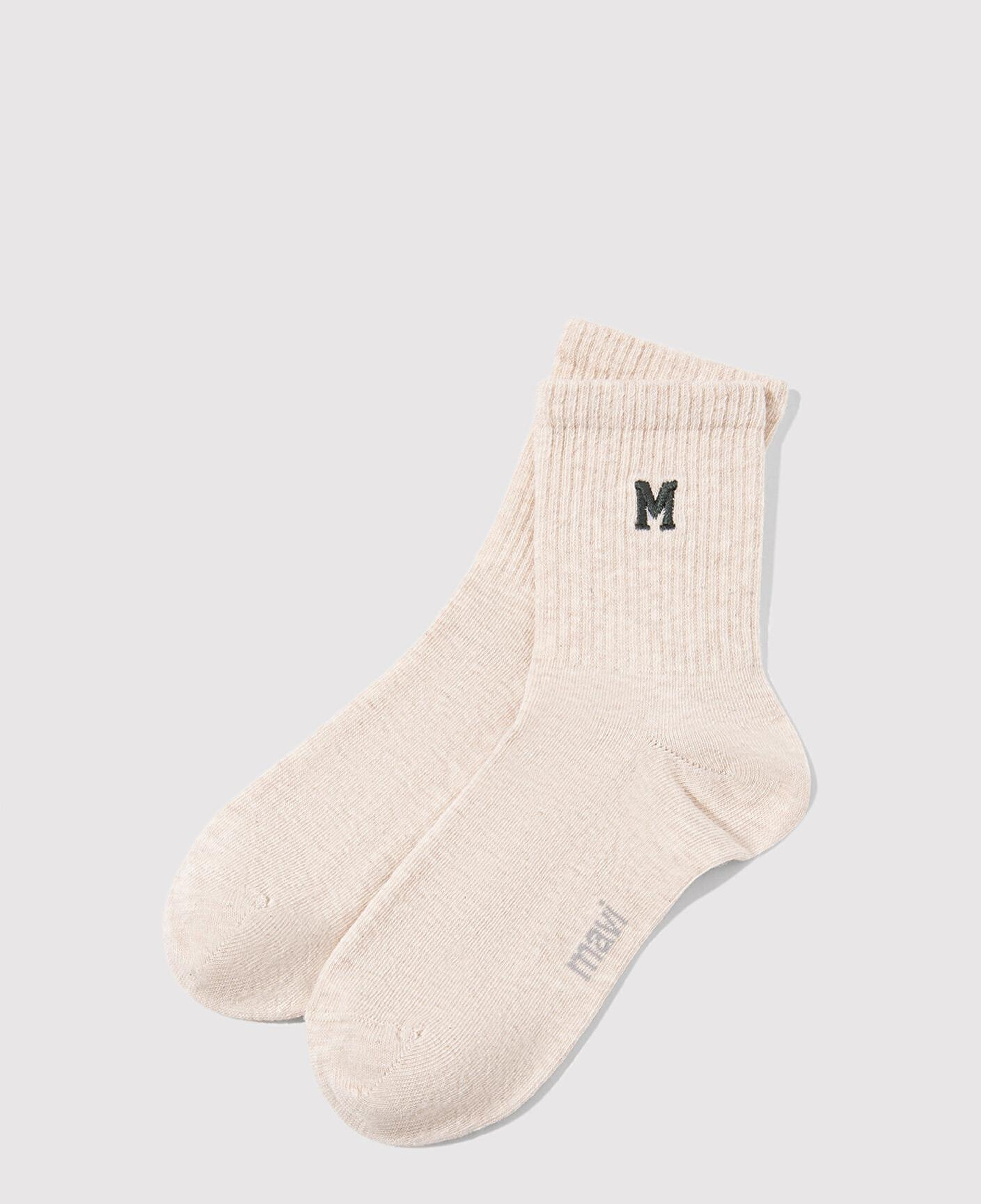 Mavi M Nakışlı Bej Soket Çorap 1913541-35111