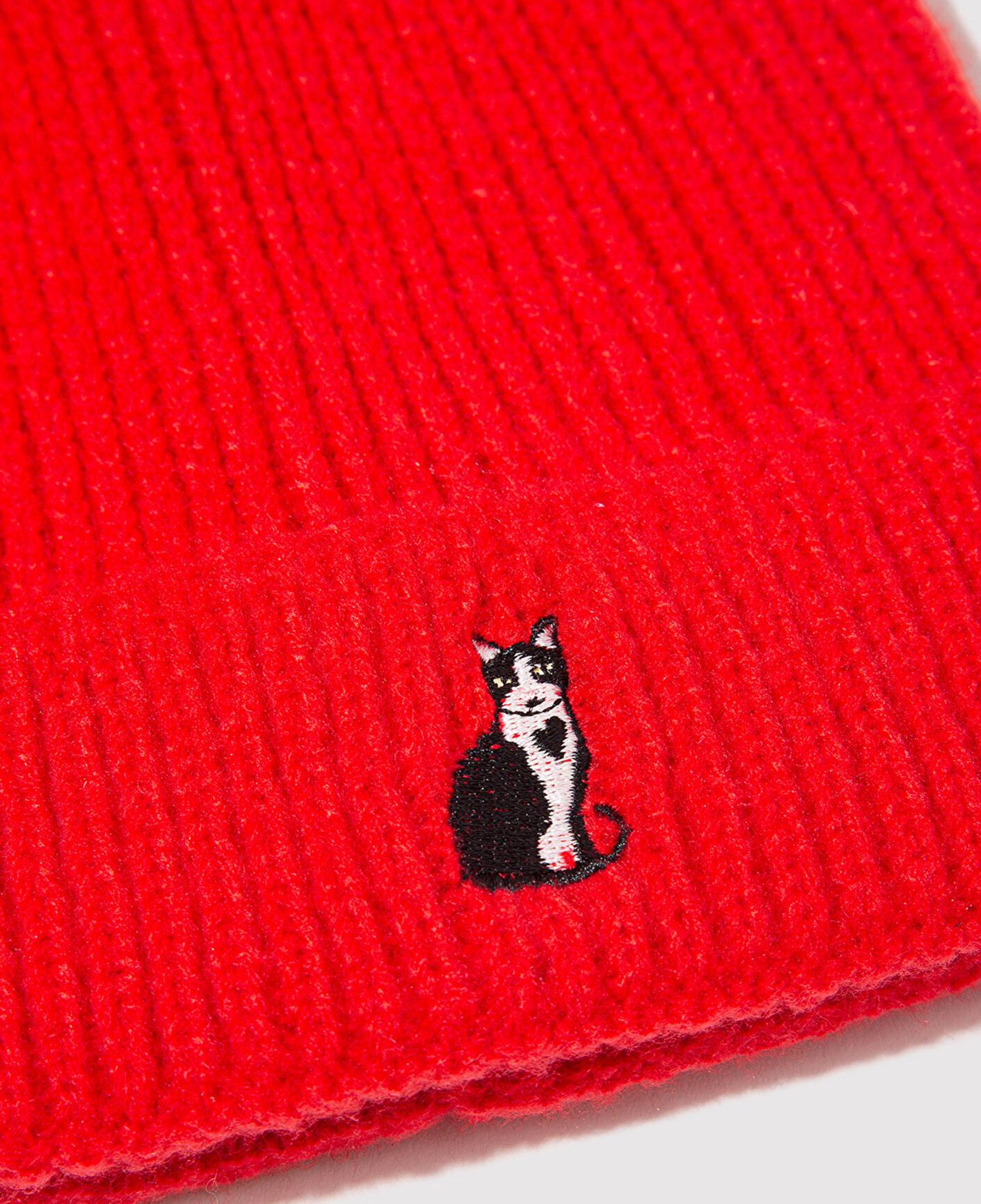 Mavi Kedi Nakışlı Kırmızı Bere 1913939-10076