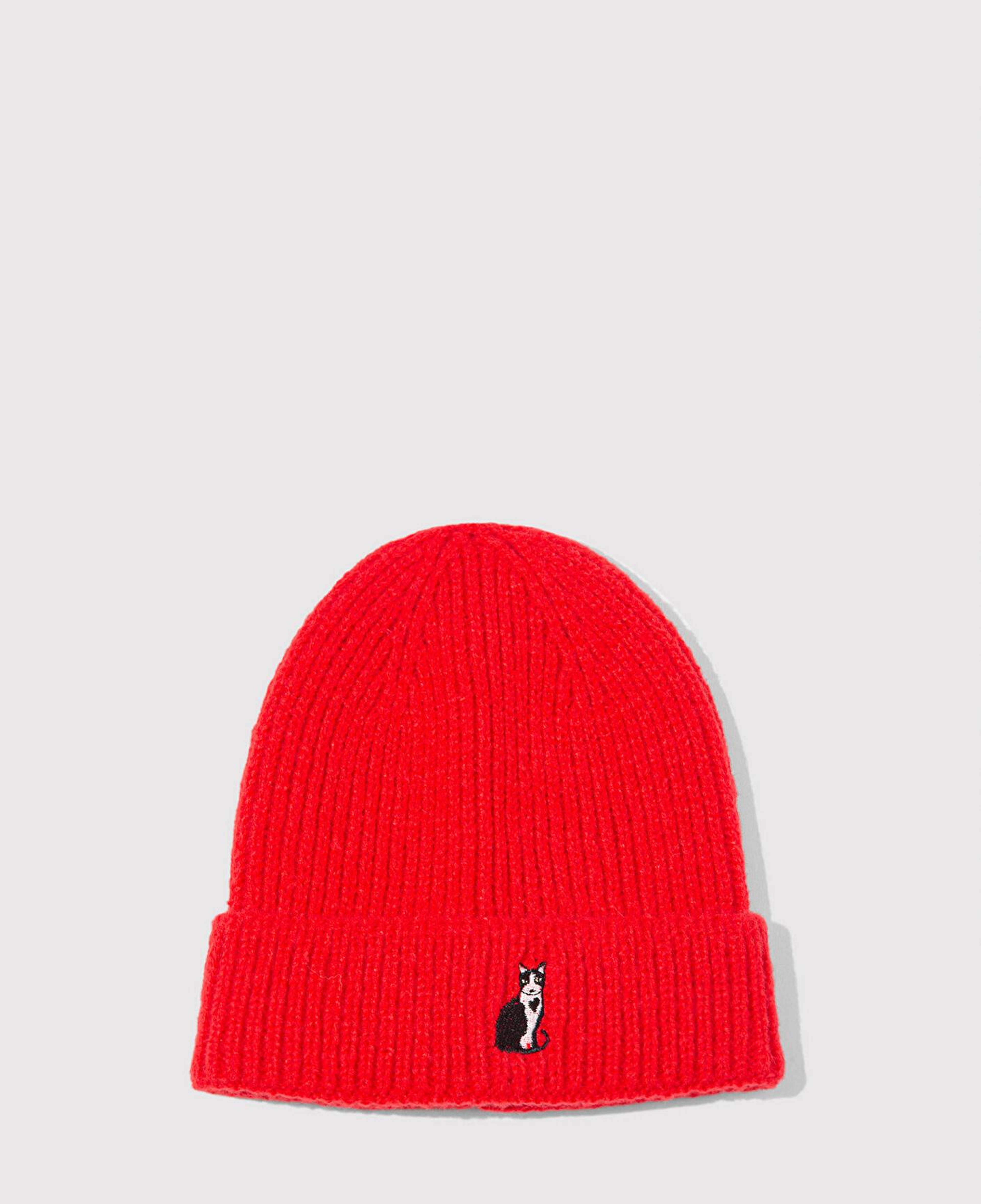 Mavi Kedi Nakışlı Kırmızı Bere 1913939-10076