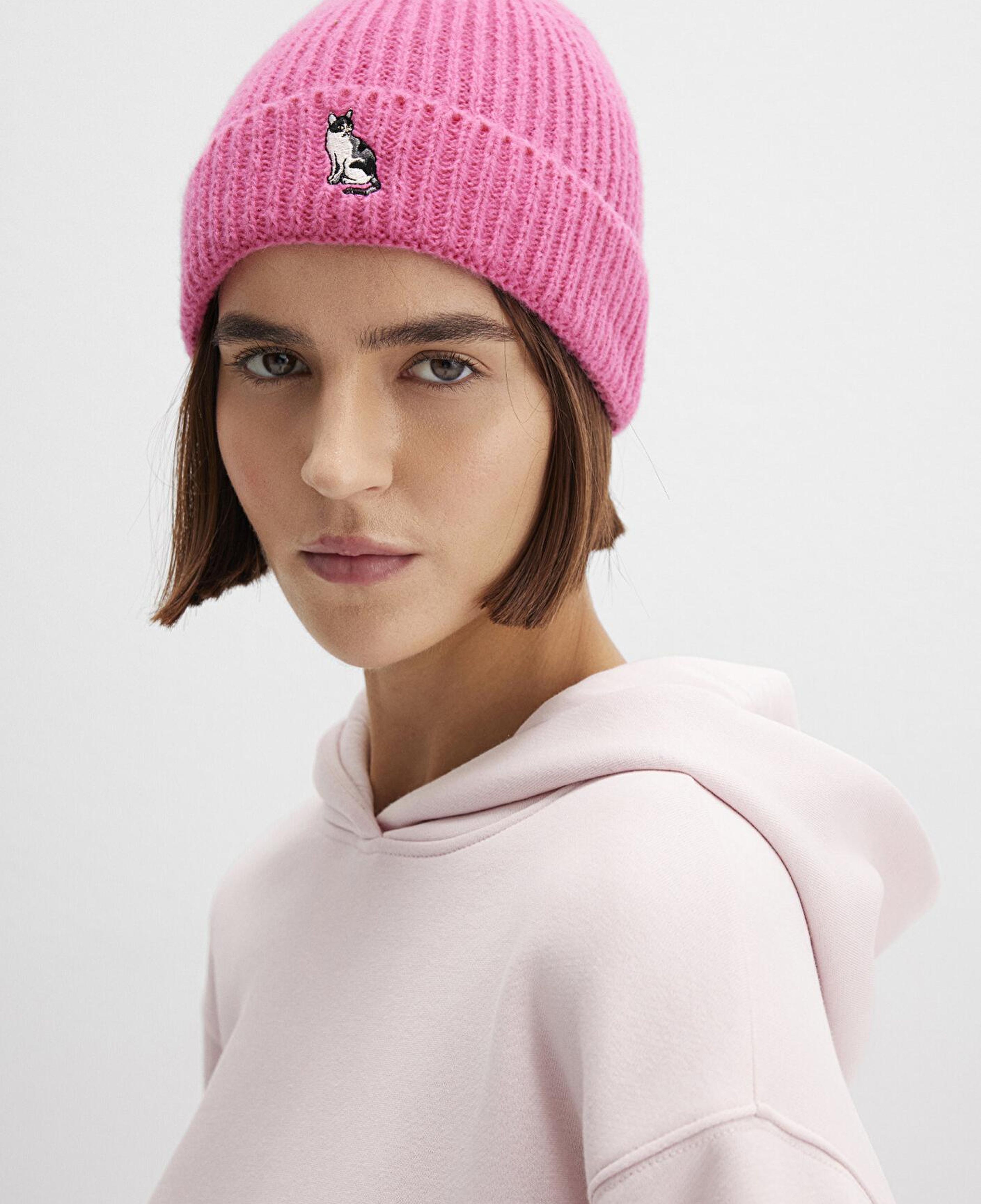 Mavi Kedi Nakışlı Pembe Bere 1913941-28396