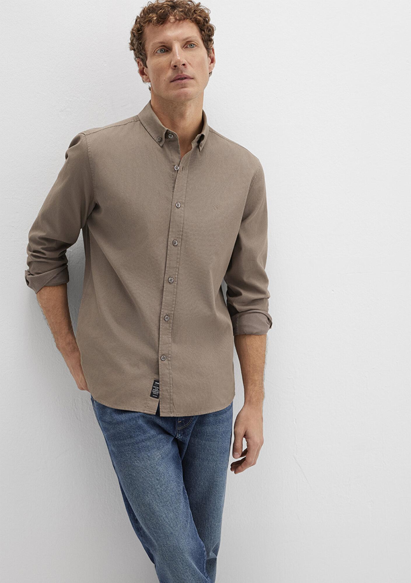 Mavi M Logo Nakışlı Kahverengi Gömlek Slim Fit / Dar Kesim 0211192-83866