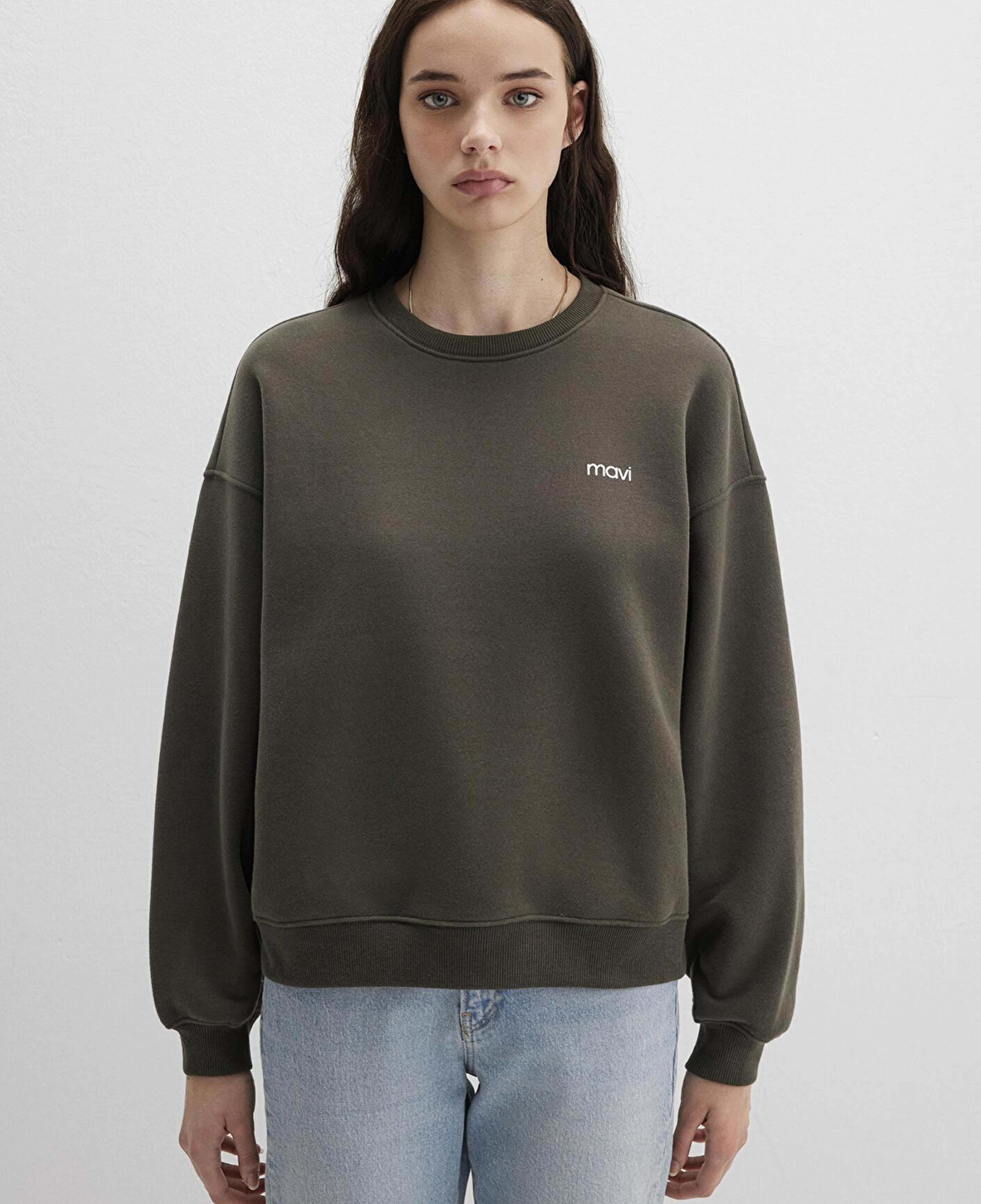 Mavi Mavi Logo Baskılı Haki Sweatshirt 1S10490-71553