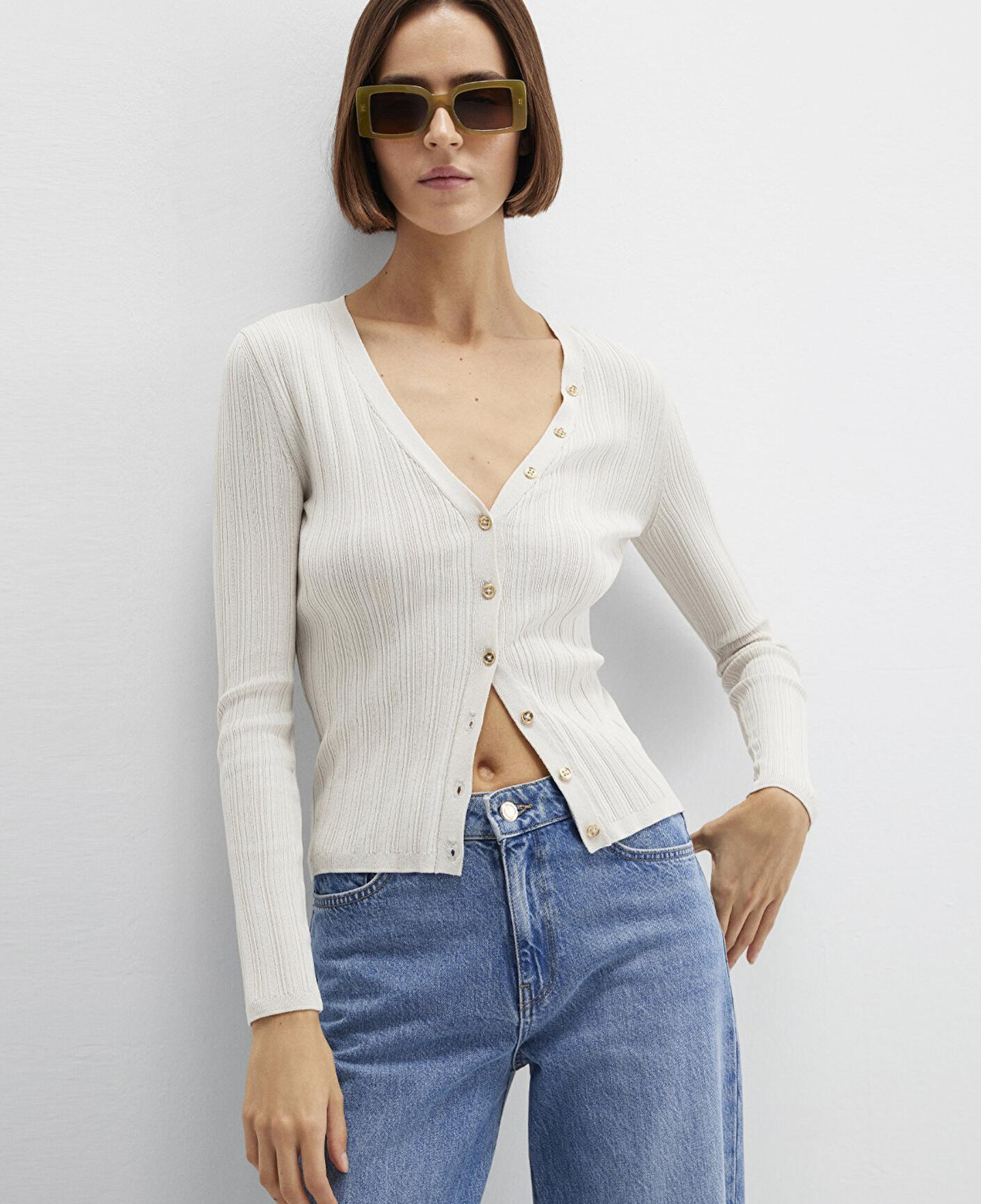 Mavi Ekru Hırka Fitted / Vücuda Oturan Kesim 1710864-80194