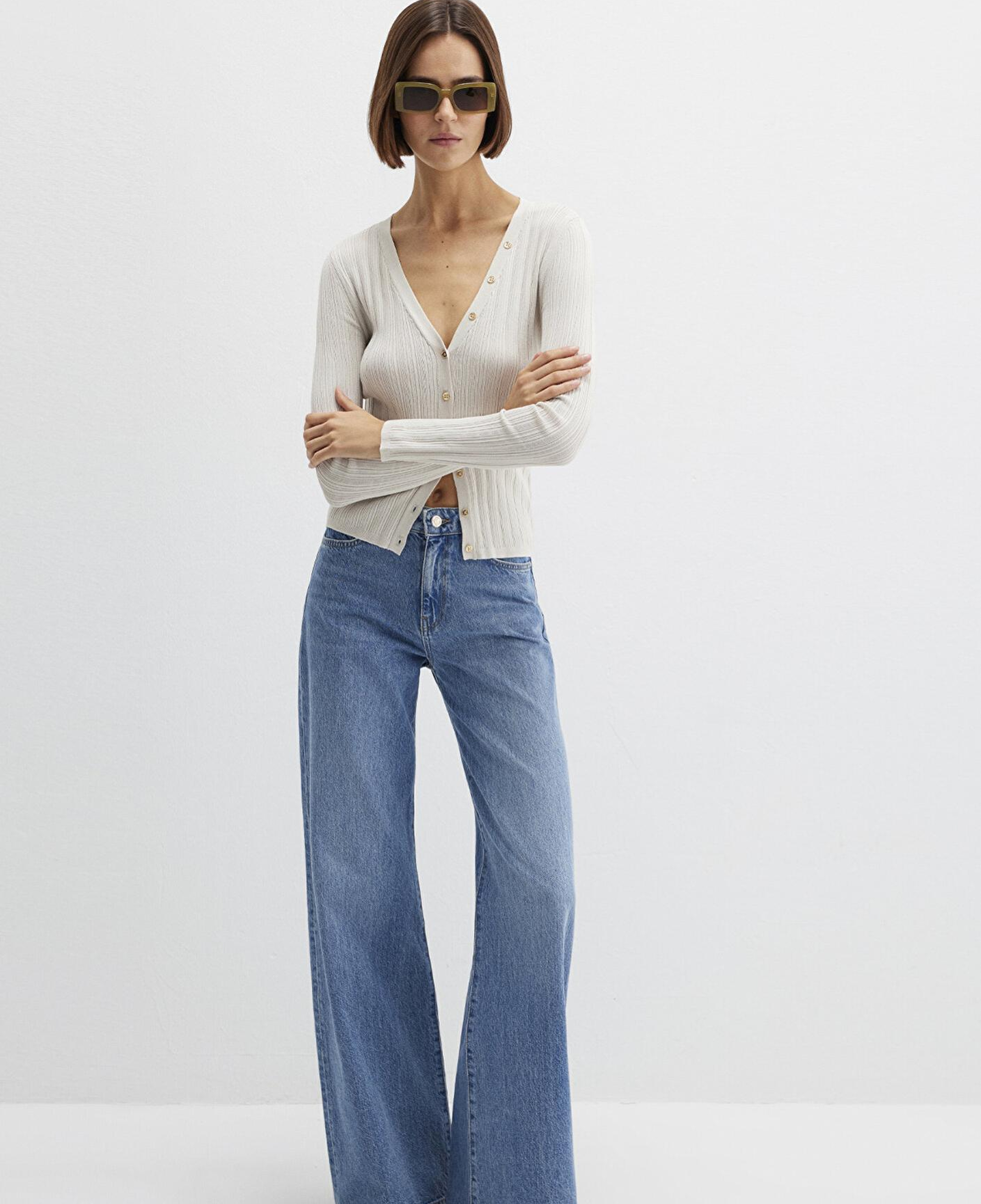 Mavi Ekru Hırka Fitted / Vücuda Oturan Kesim 1710864-80194