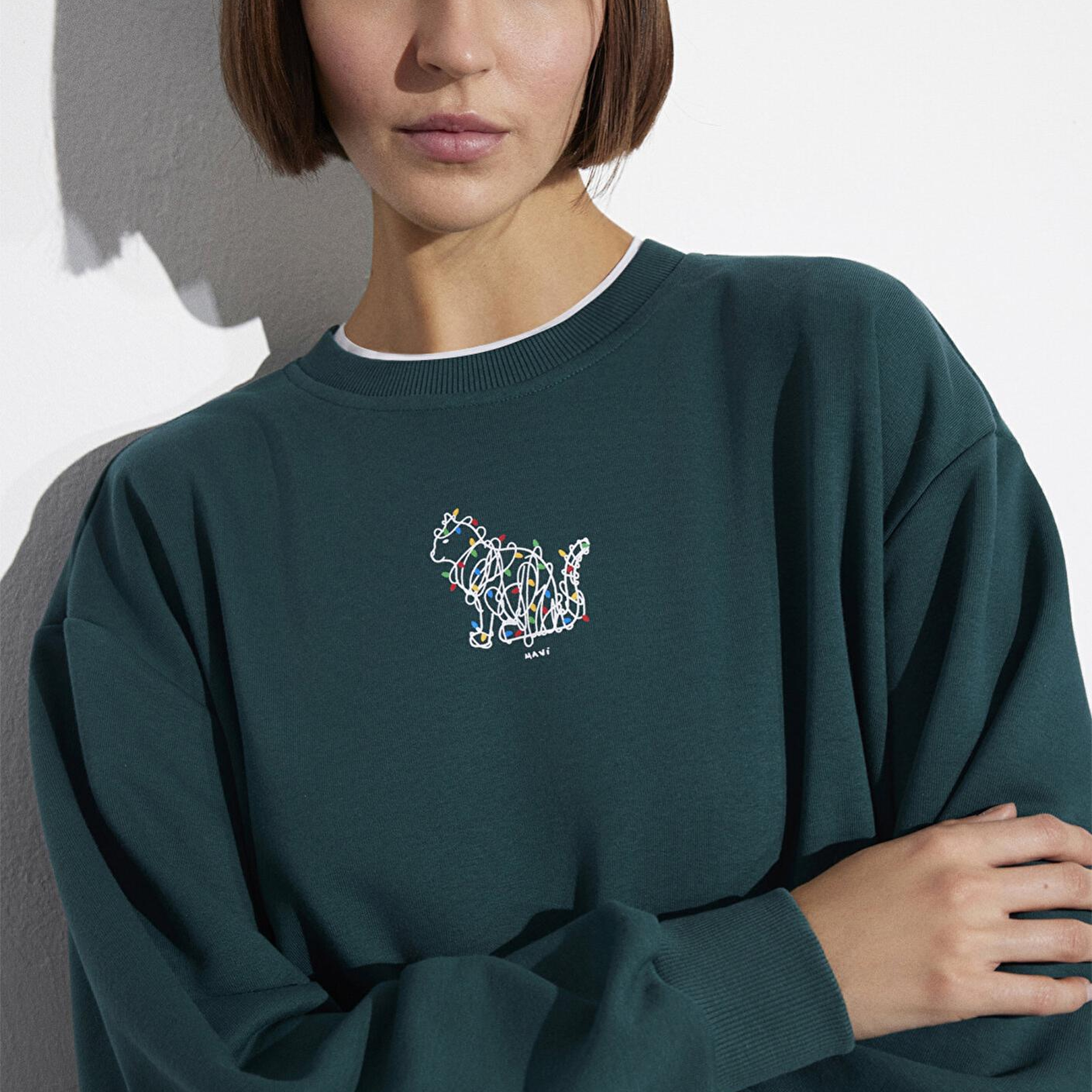 Mavi Yılbaşı Temalı Yeşil Sweatshirt 1S10500-71932