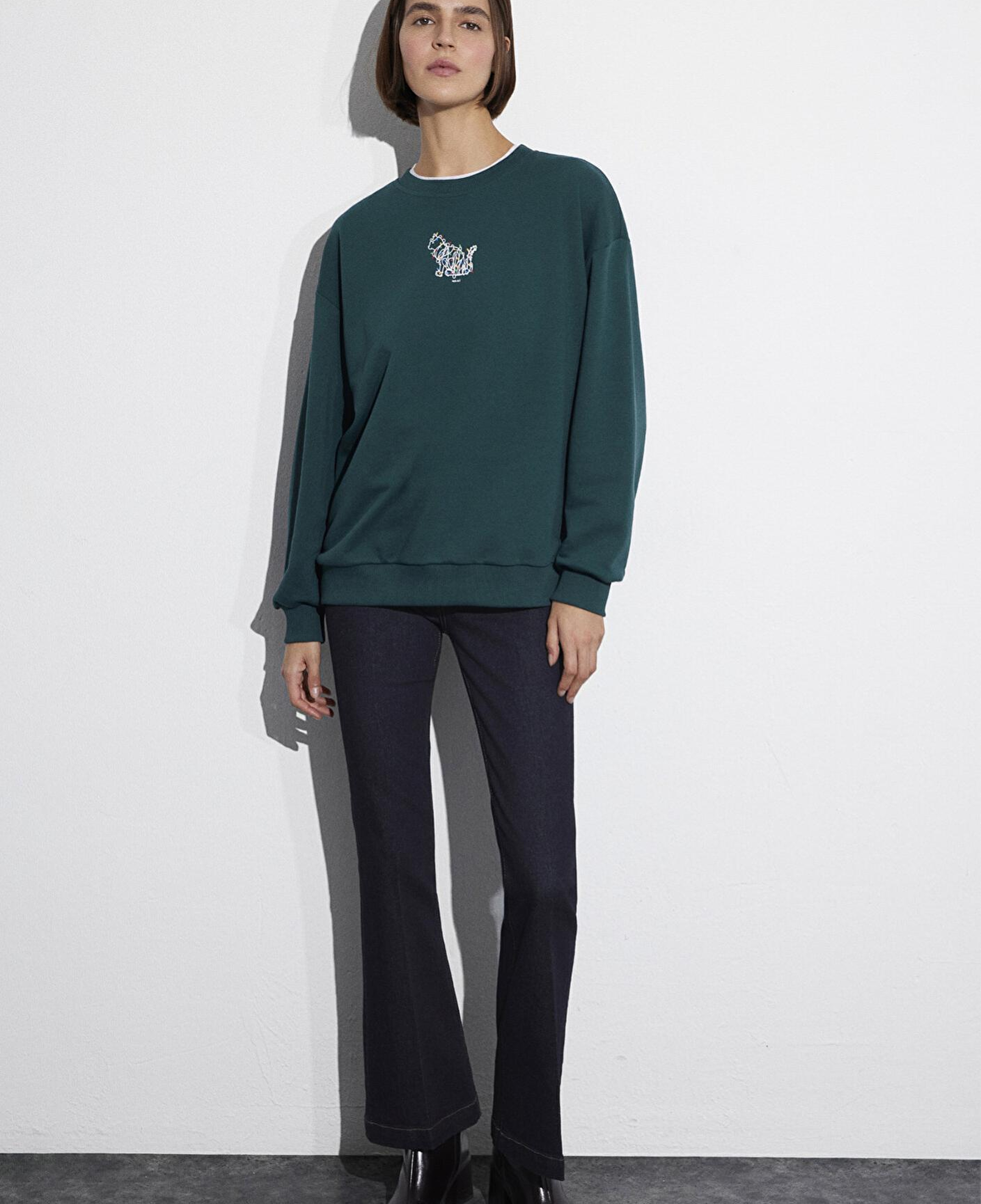 Mavi Yılbaşı Temalı Yeşil Sweatshirt 1S10500-71932