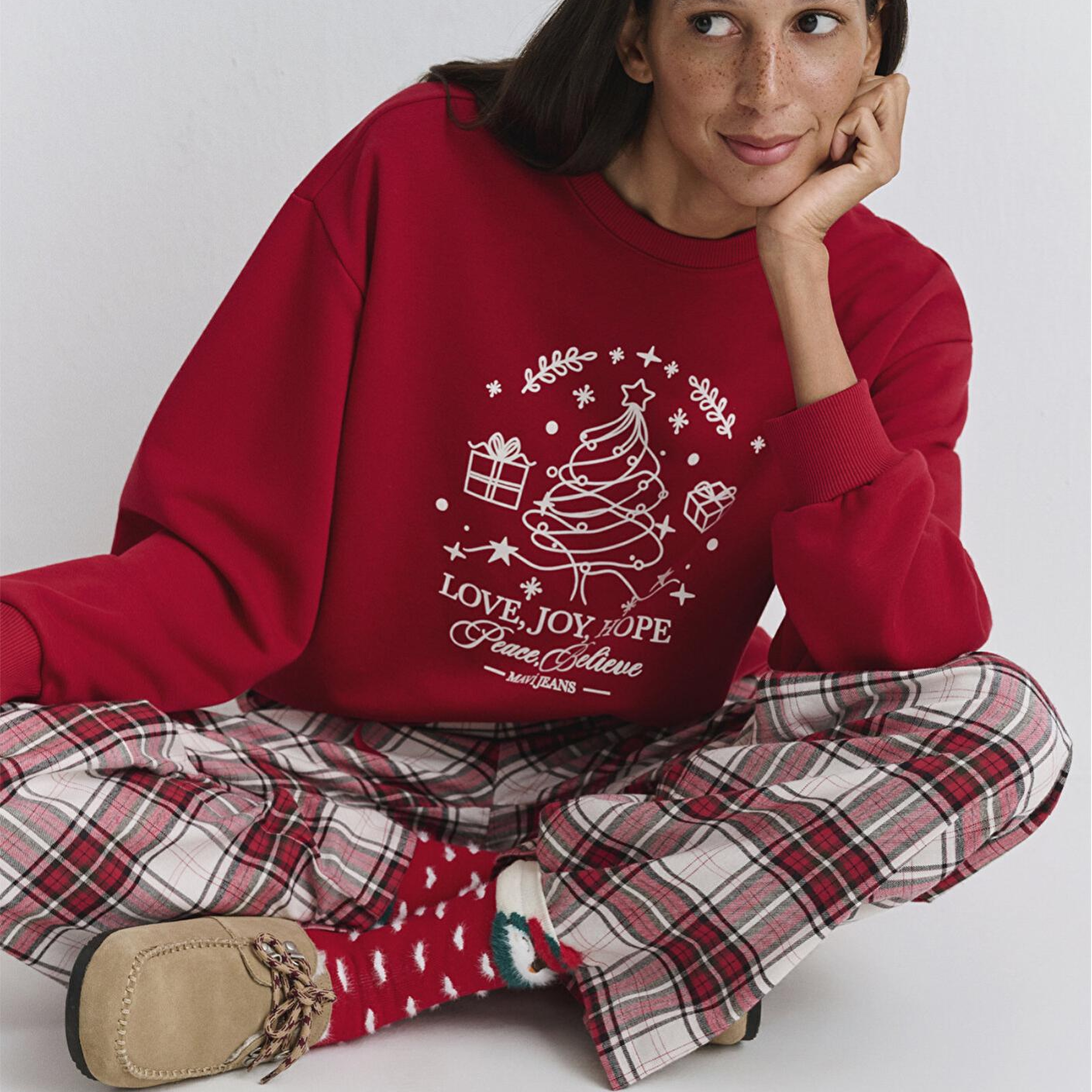 Mavi Yılbaşı Temalı Ekose Pantolon 1011168-80638