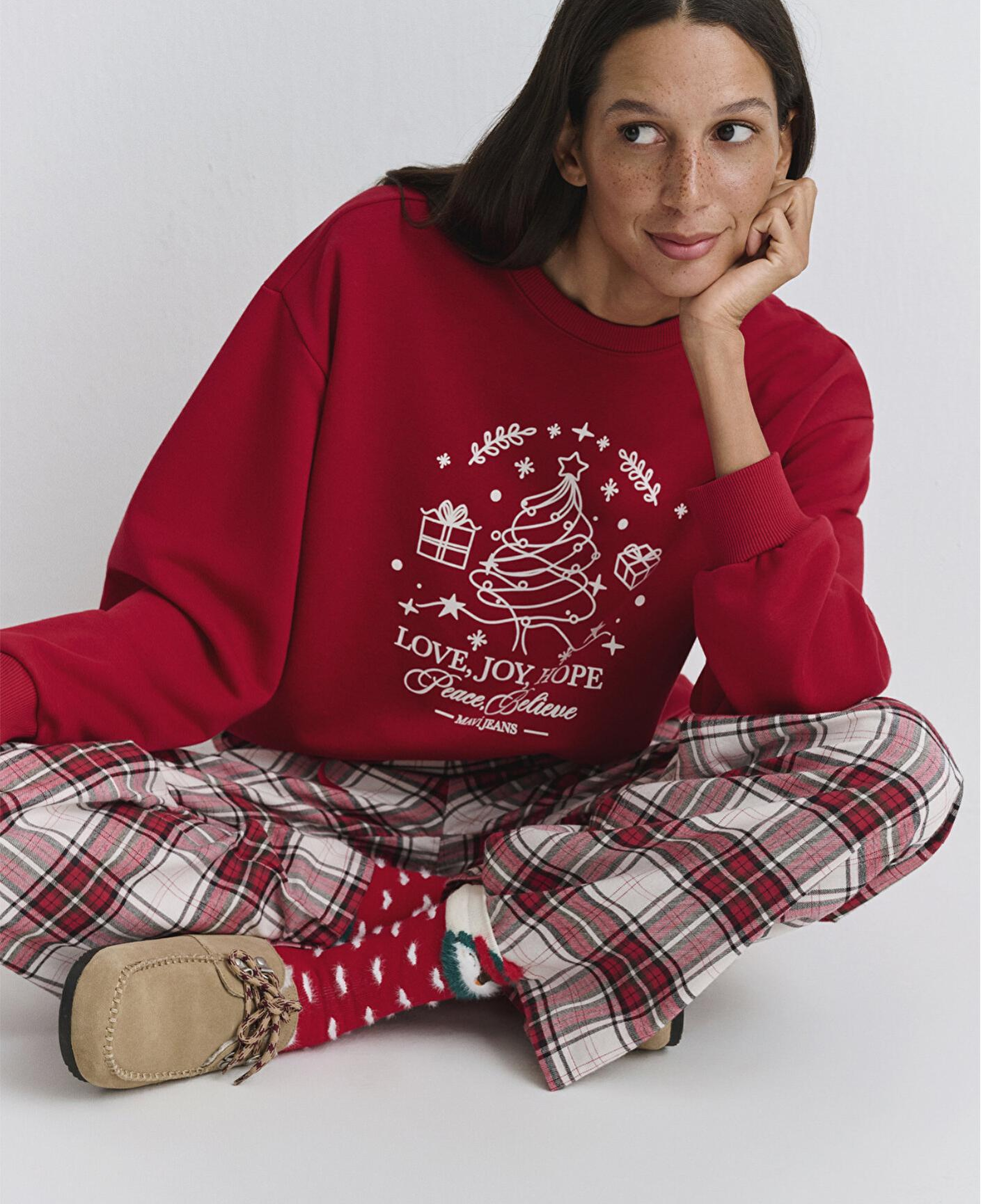 Mavi Yılbaşı Temalı Ekose Pantolon 1011168-80638