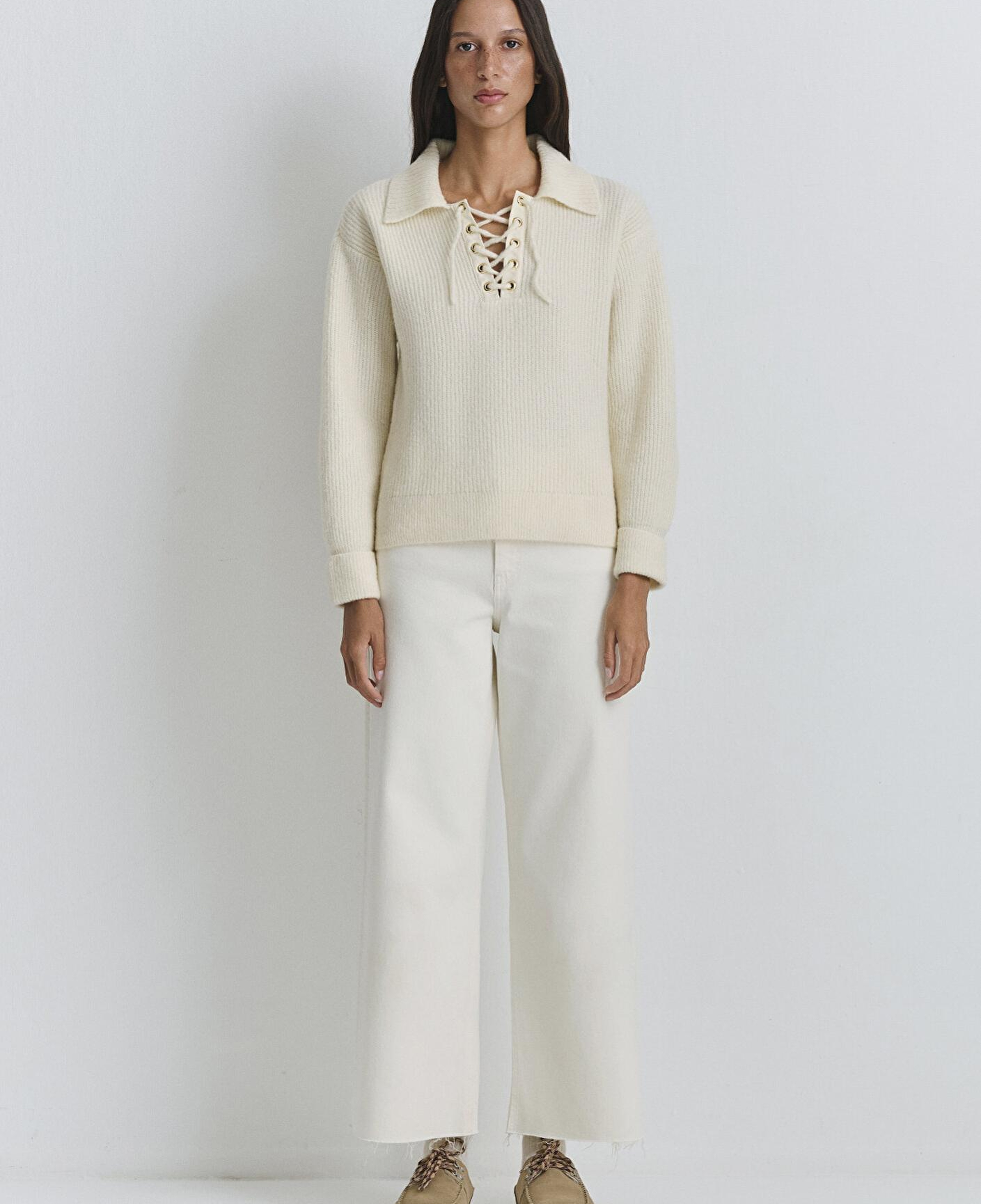 Mavi Polo Yaka Ekru Kazak 1710879-80194