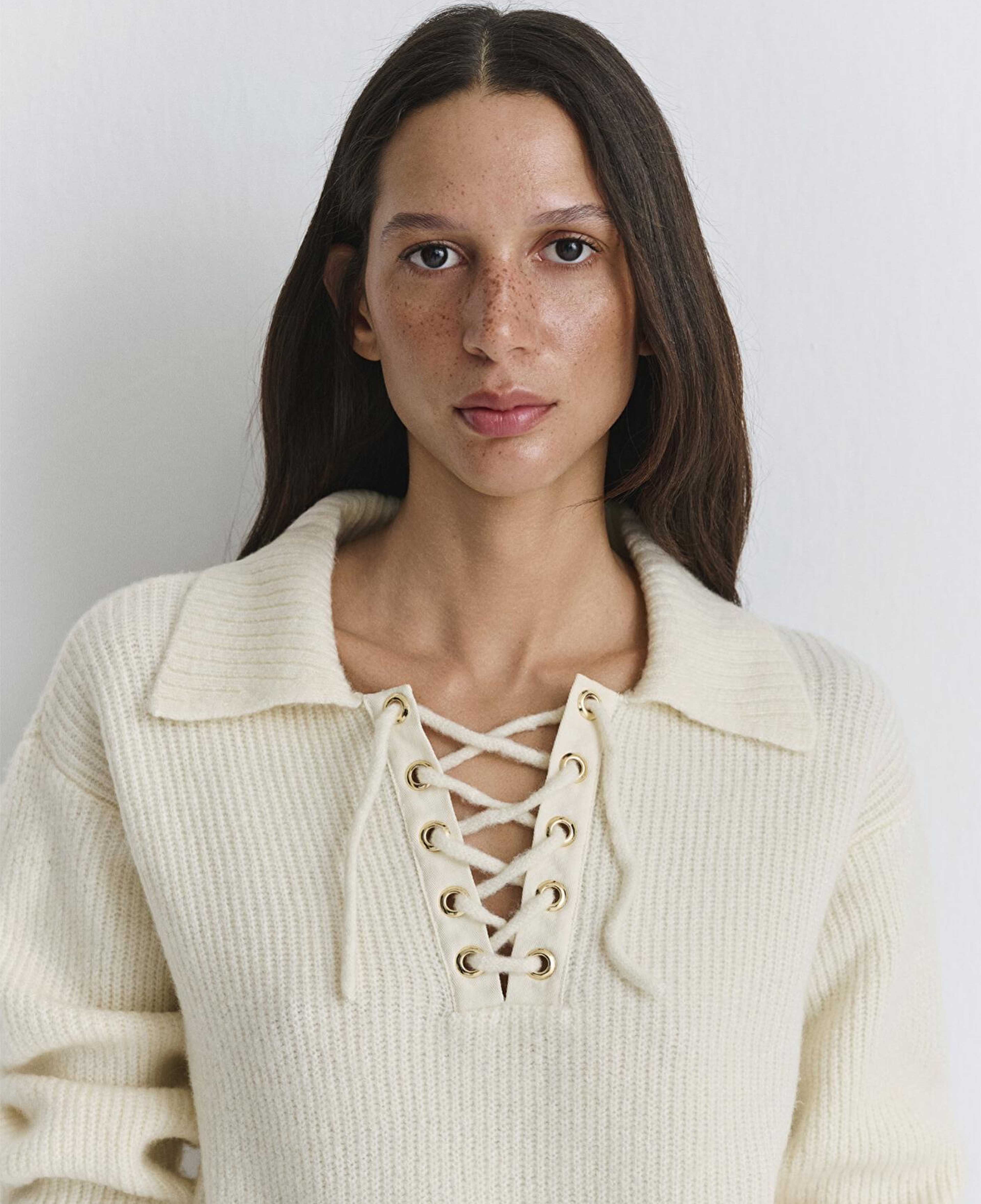 Mavi Polo Yaka Ekru Kazak 1710879-80194