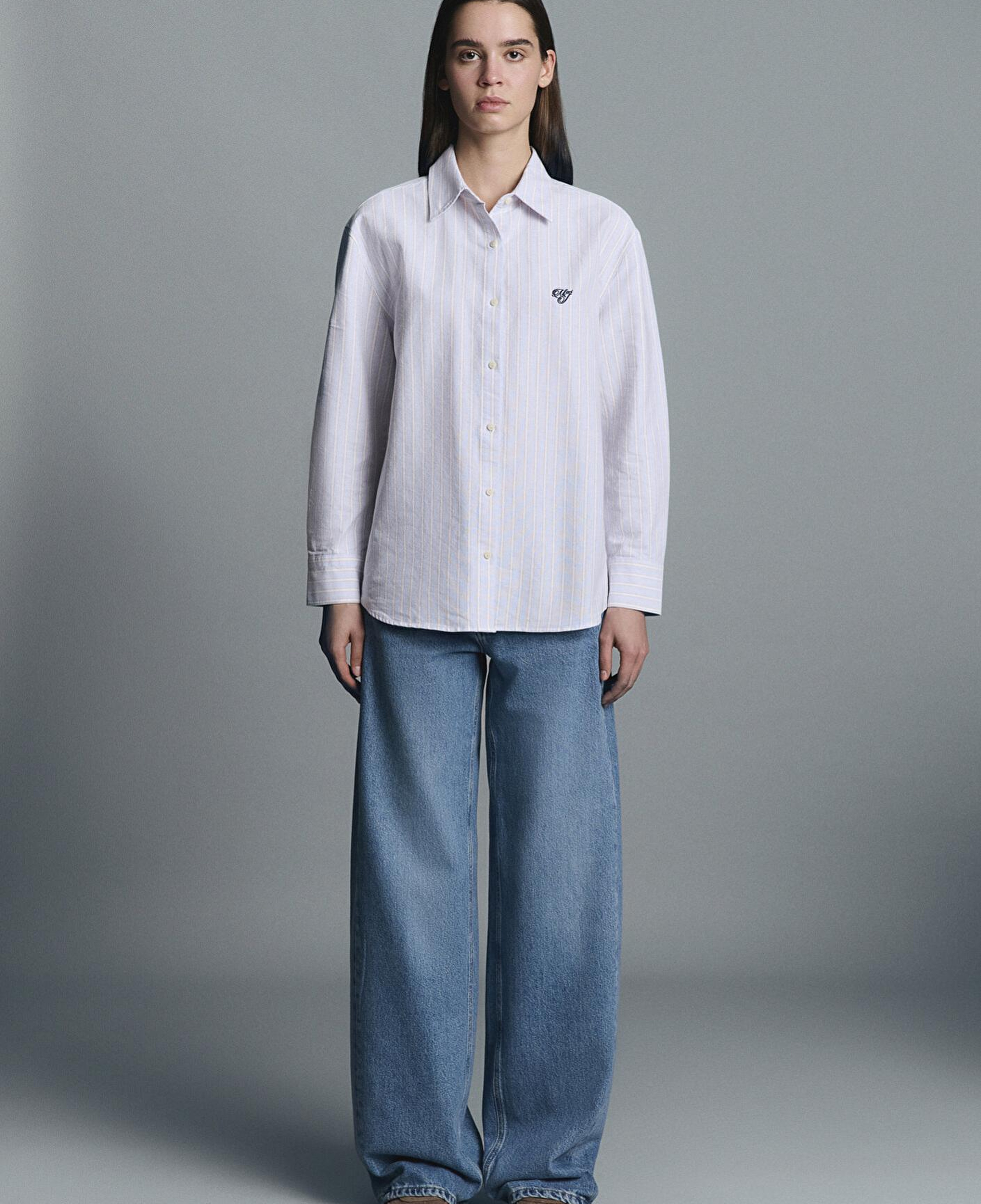 Mavi Mavi Çizgili Gömlek Loose Fit / Bol Rahat Kesim 1211420-91460