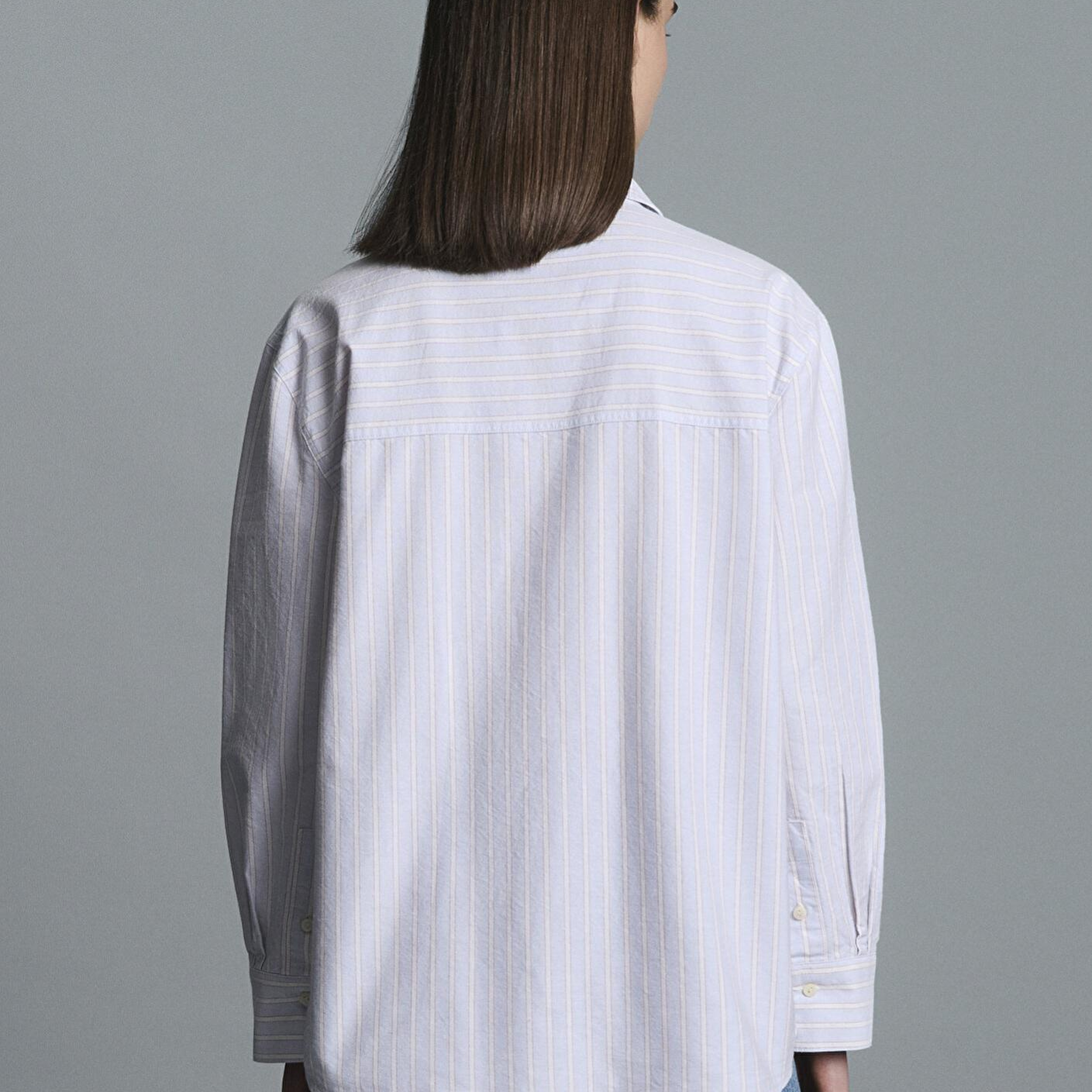 Mavi Mavi Çizgili Gömlek Loose Fit / Bol Rahat Kesim 1211420-91460