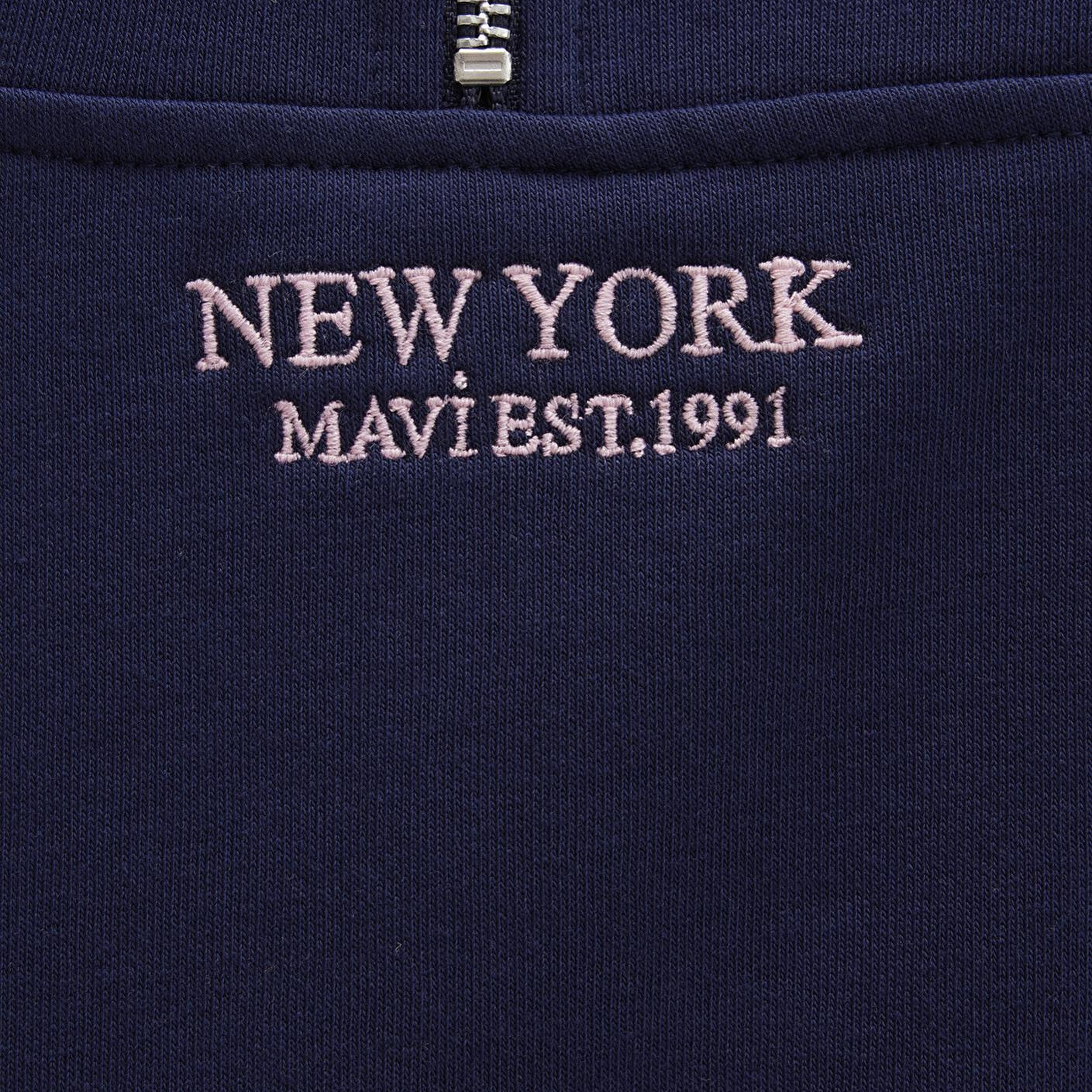 Mavi Yarı Fermuarlı Sırt Baskılı Lacivert Sweatshirt 1S10501-80729