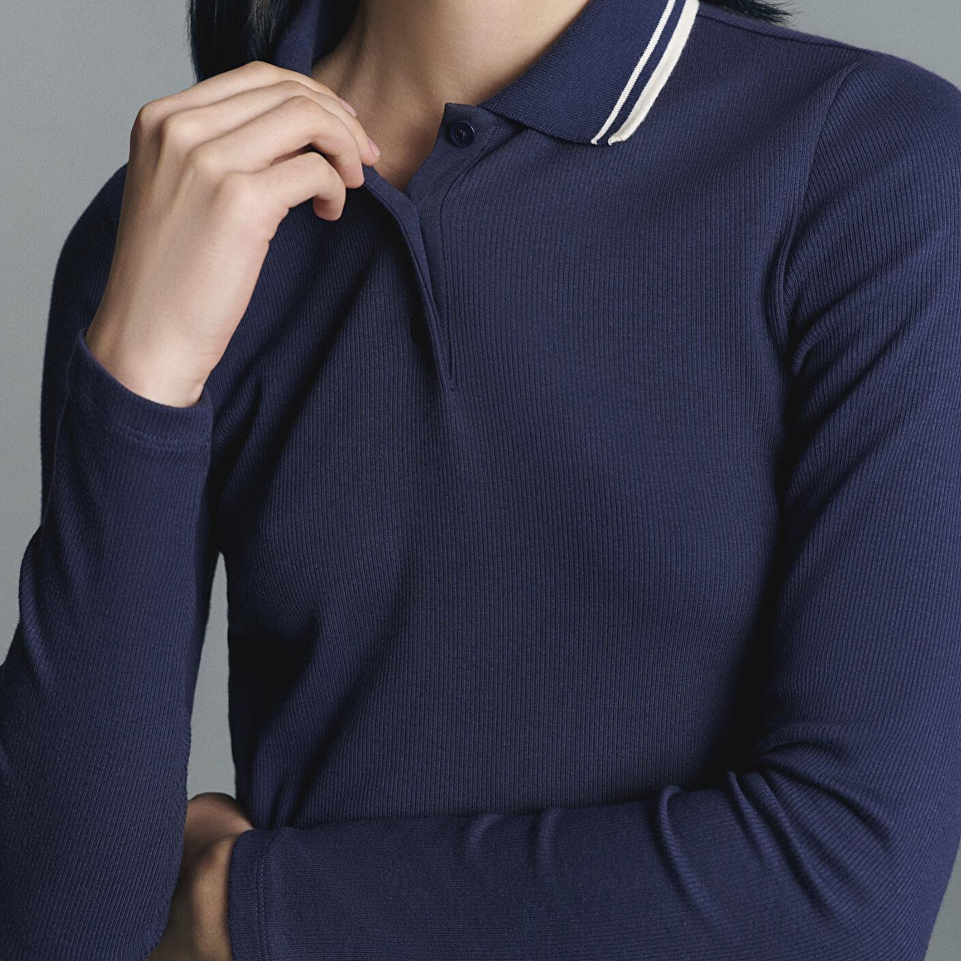 Mavi Çizgi Detaylı Lacivert Polo Tişört Fitted / Vücuda Oturan Kesim 1613836-80729