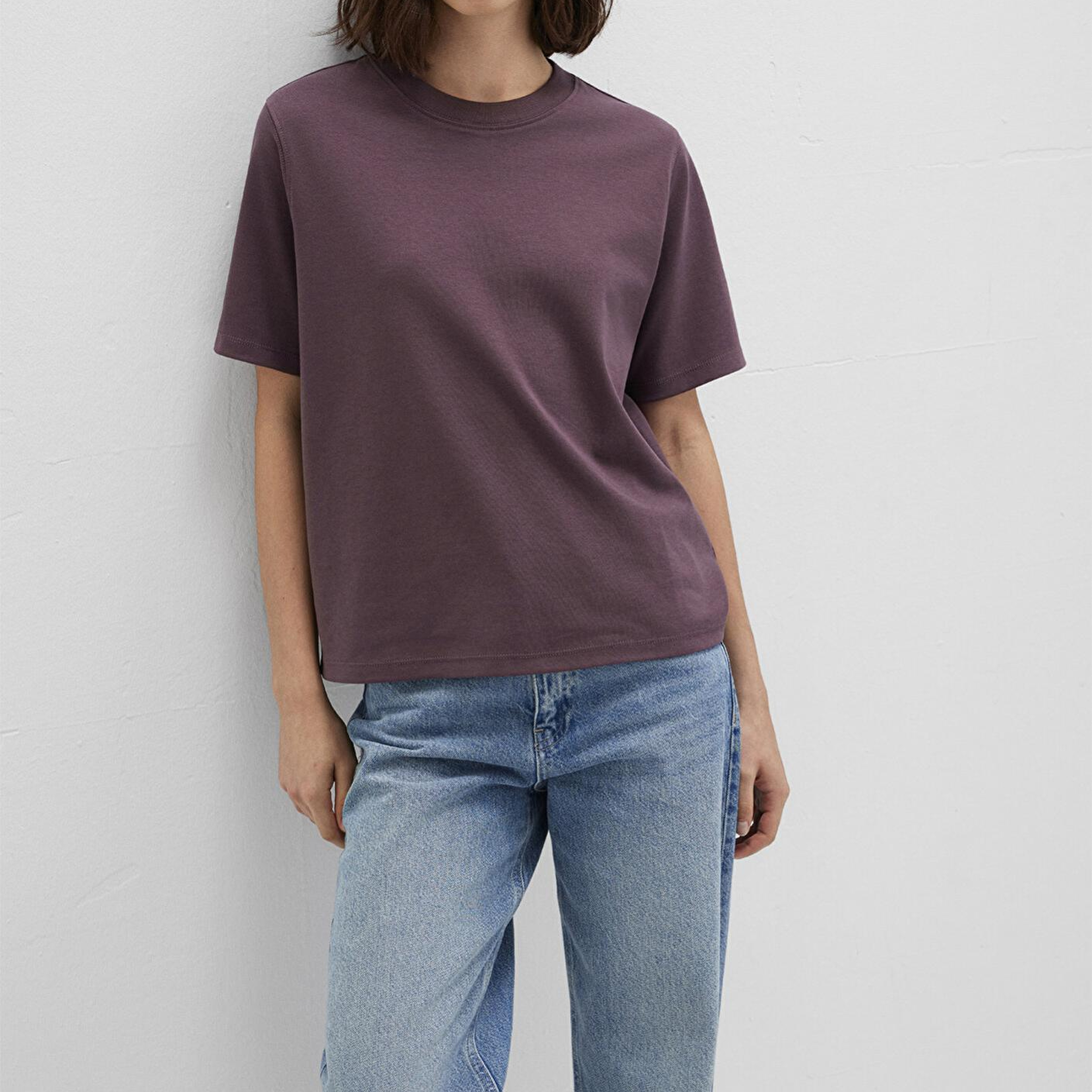 Mavi Mor Basic İnterlok Tişört Loose Fit / Bol Rahat Kesim 1613820-70260