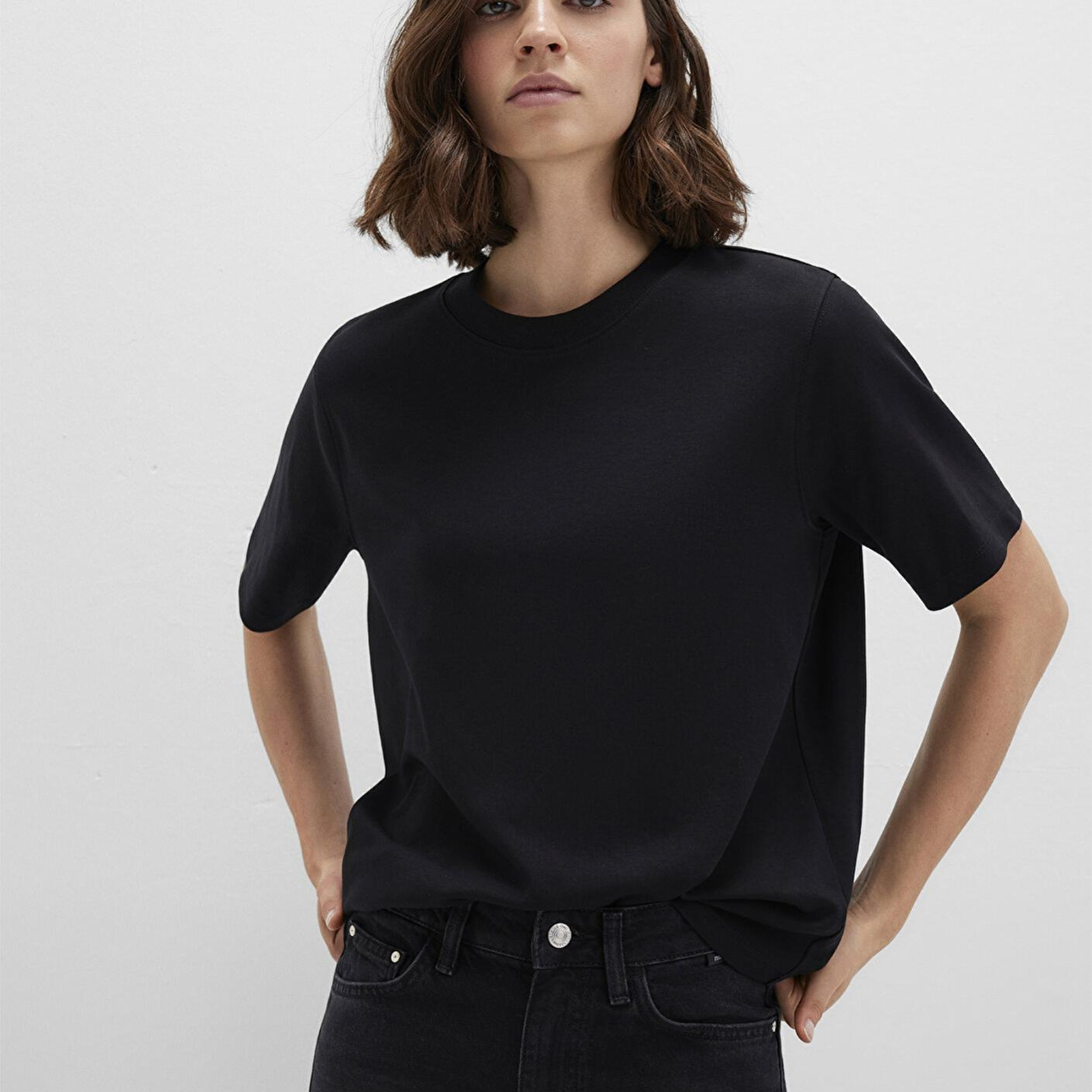 Mavi Siyah Basic İnterlok Tişört Loose Fit / Bol Rahat Kesim 1613820-900