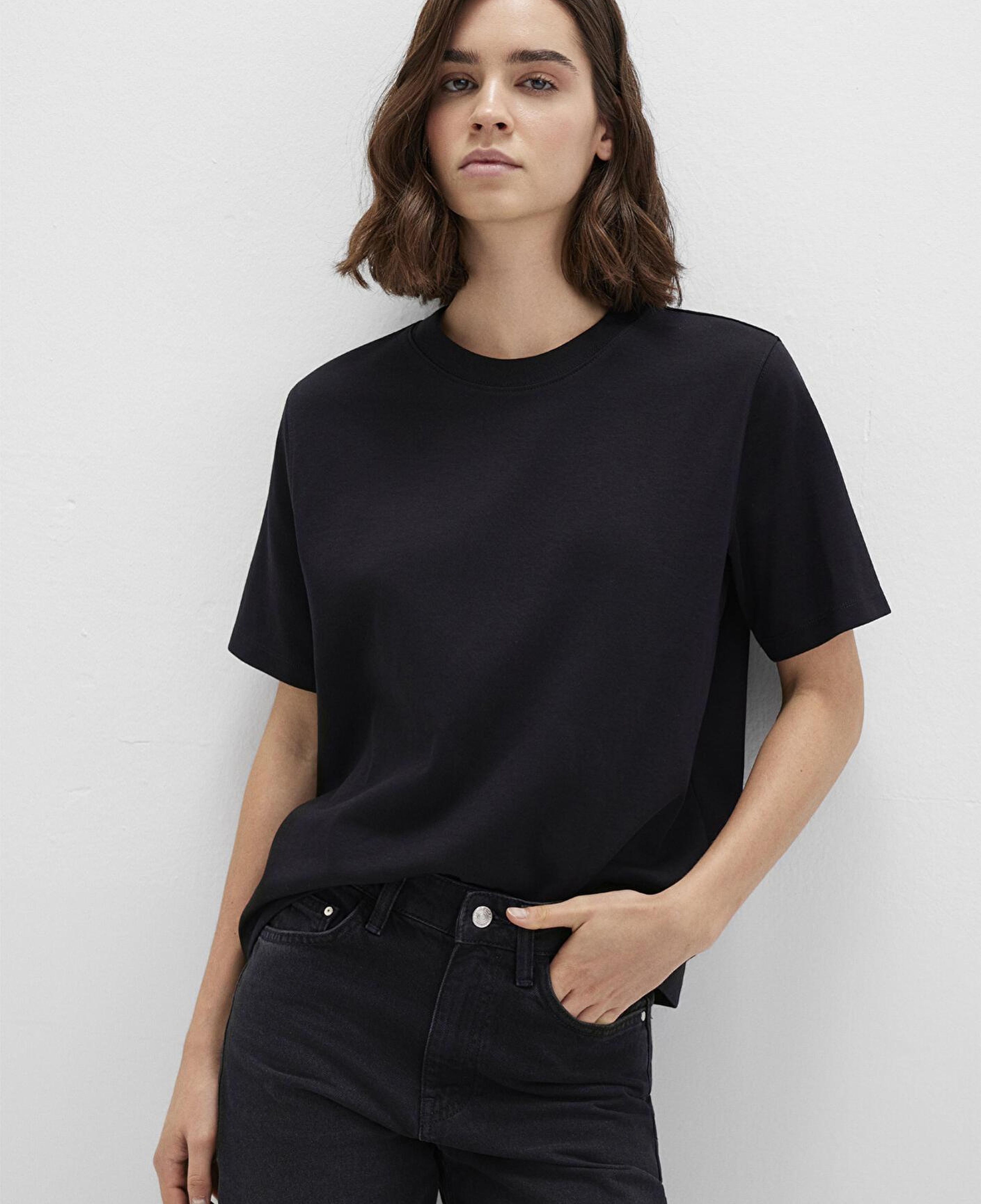 Mavi Siyah Basic İnterlok Tişört Loose Fit / Bol Rahat Kesim 1613820-900