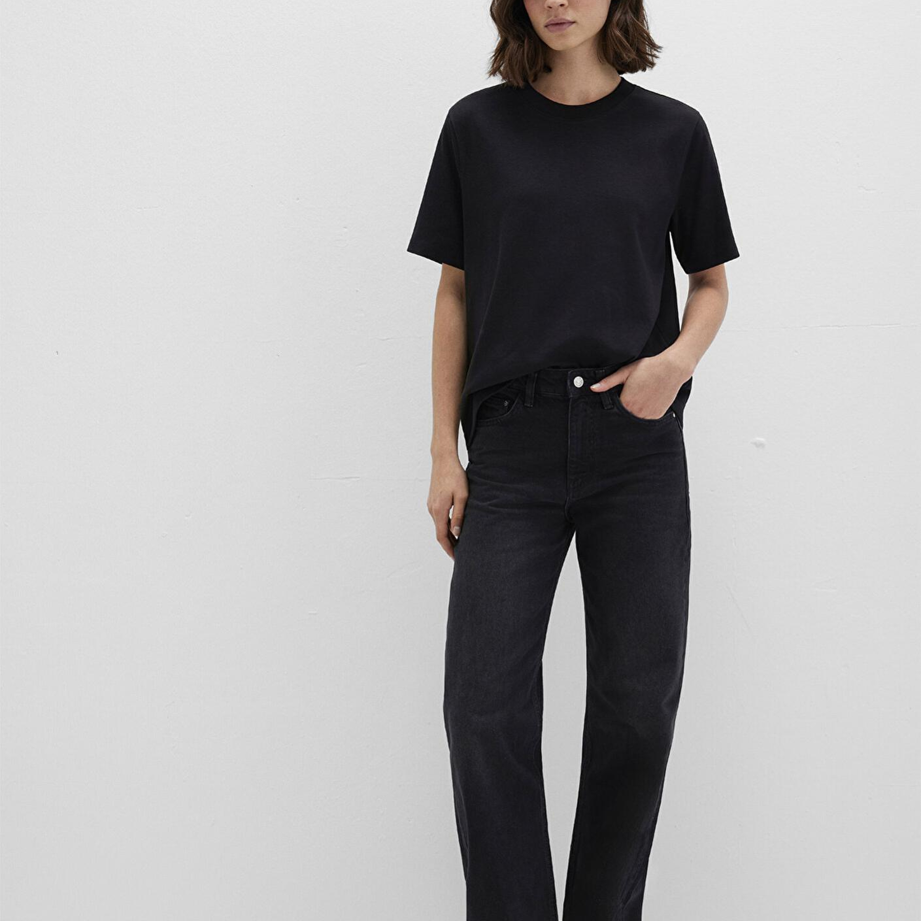 Mavi Siyah Basic İnterlok Tişört Loose Fit / Bol Rahat Kesim 1613820-900