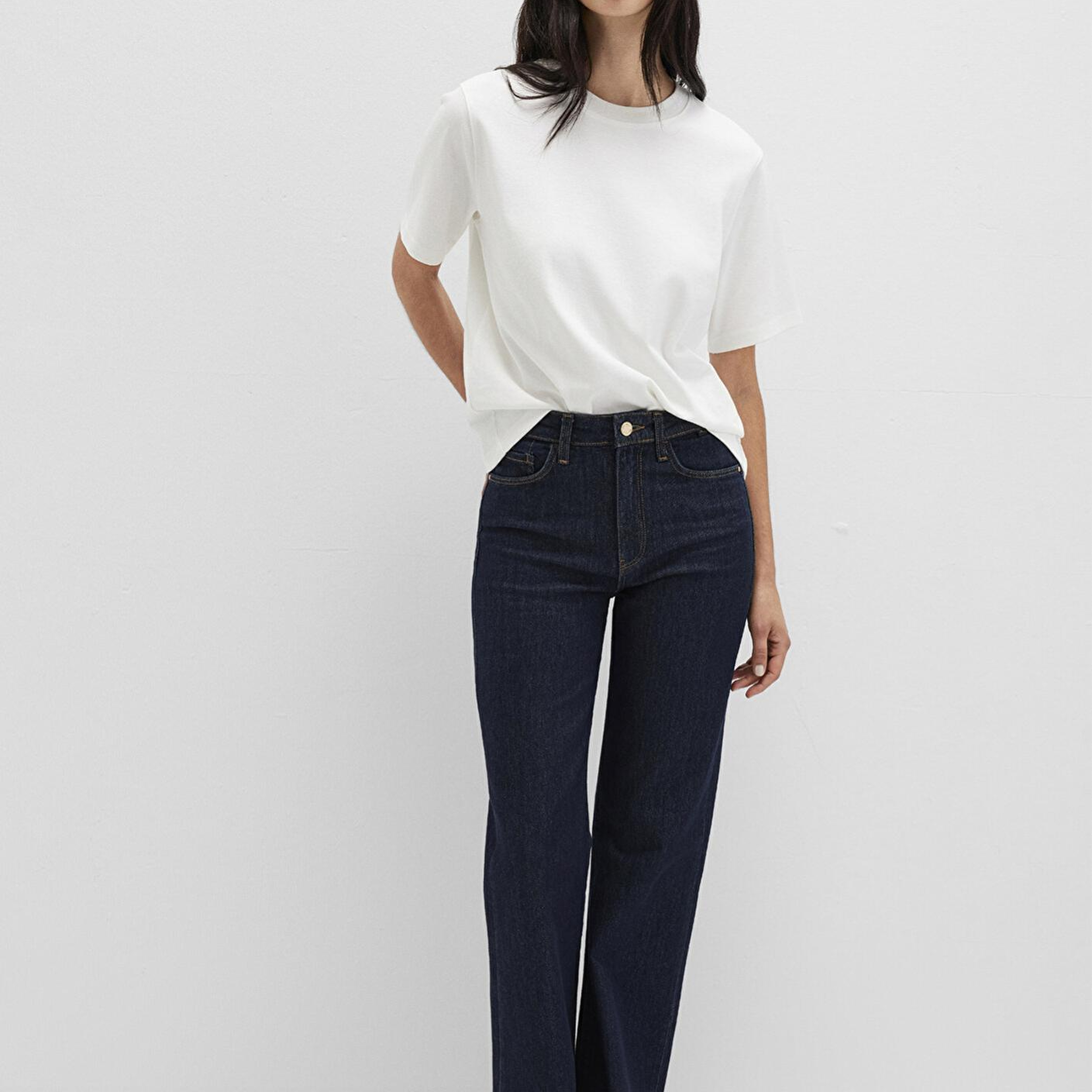 Mavi Ekru Basic İnterlok Tişört Loose Fit / Bol Rahat Kesim 1613820-70057