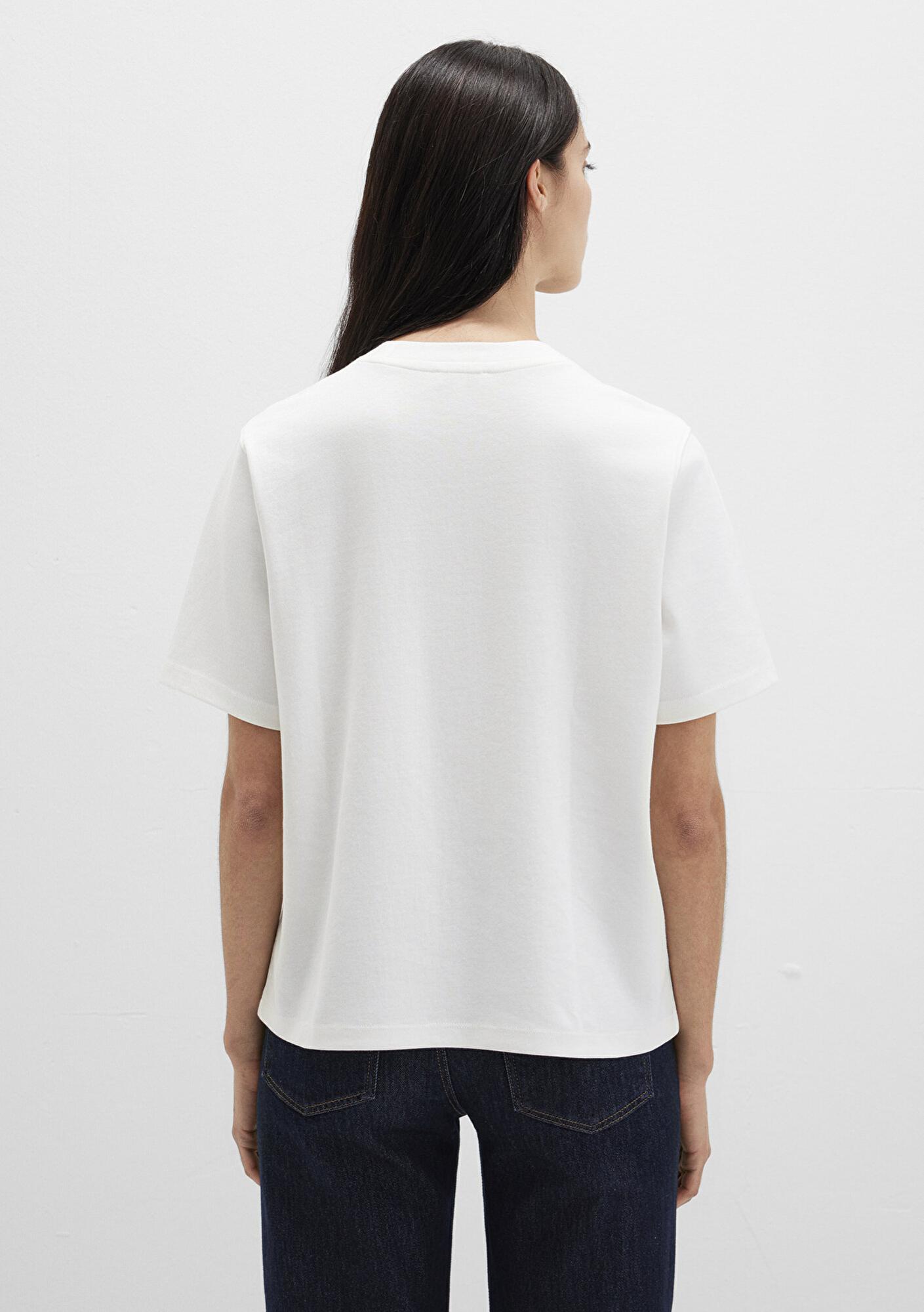 Mavi Ekru Basic İnterlok Tişört Loose Fit / Bol Rahat Kesim 1613820-70057