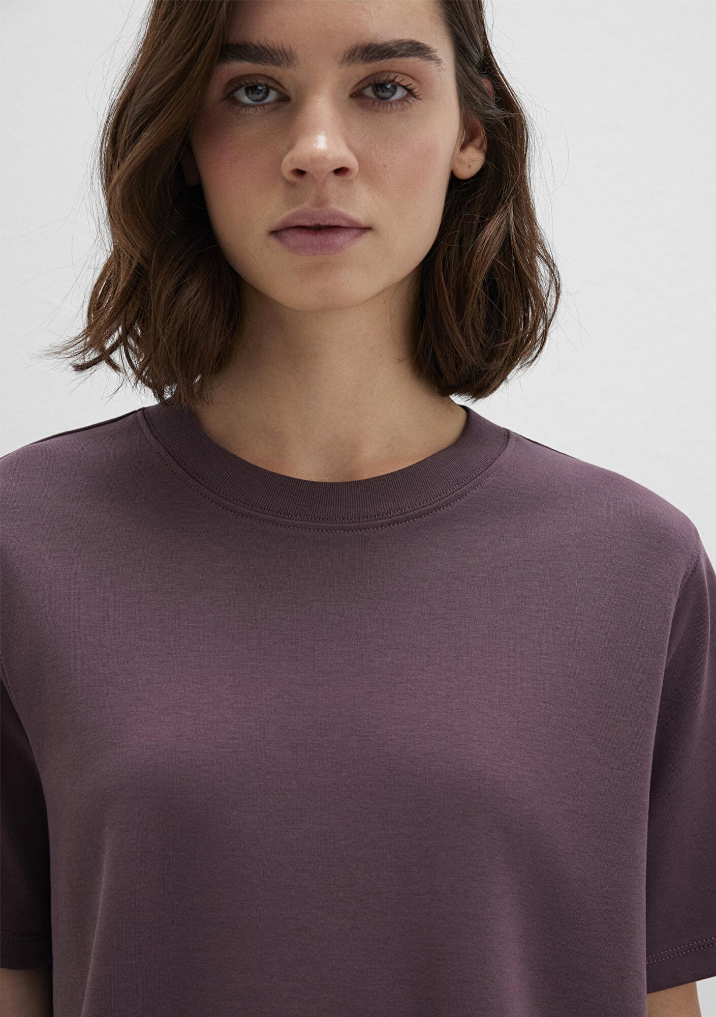 Mavi Mor Basic İnterlok Tişört Loose Fit / Bol Rahat Kesim 1613820-70260