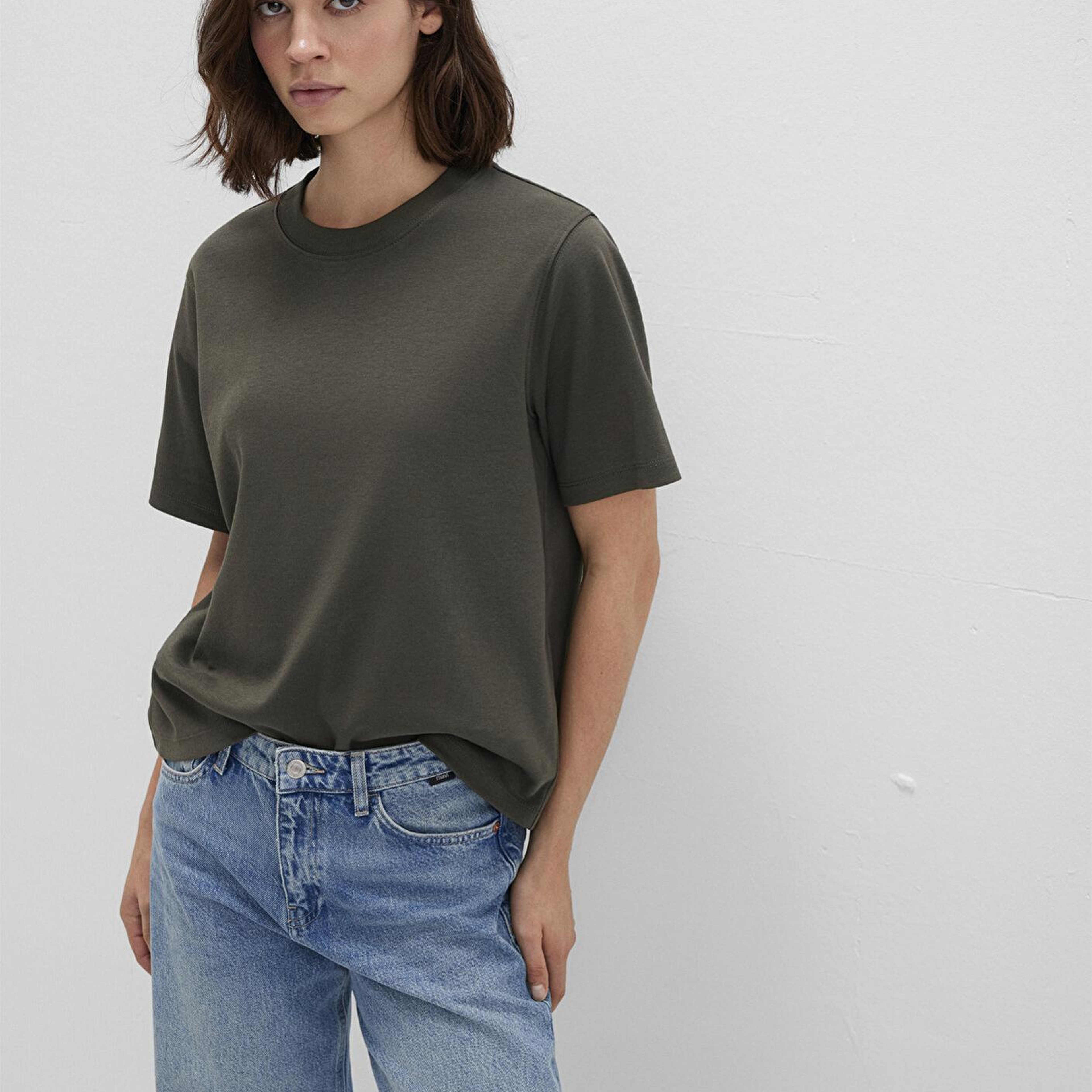 Mavi Haki Basic İnterlok Tişört Loose Fit / Bol Rahat Kesim 1613820-71553