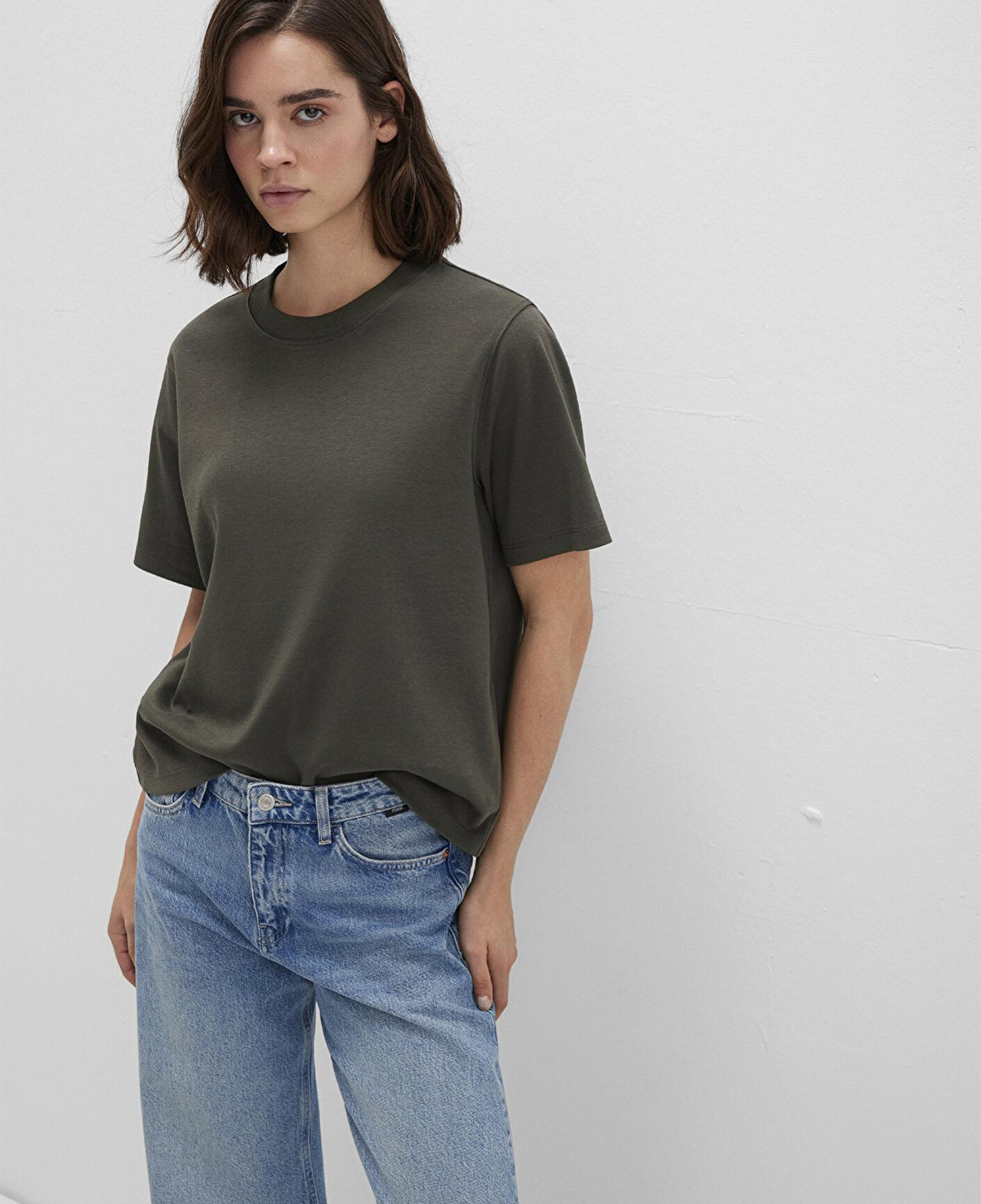 Mavi Haki Basic İnterlok Tişört Loose Fit / Bol Rahat Kesim 1613820-71553