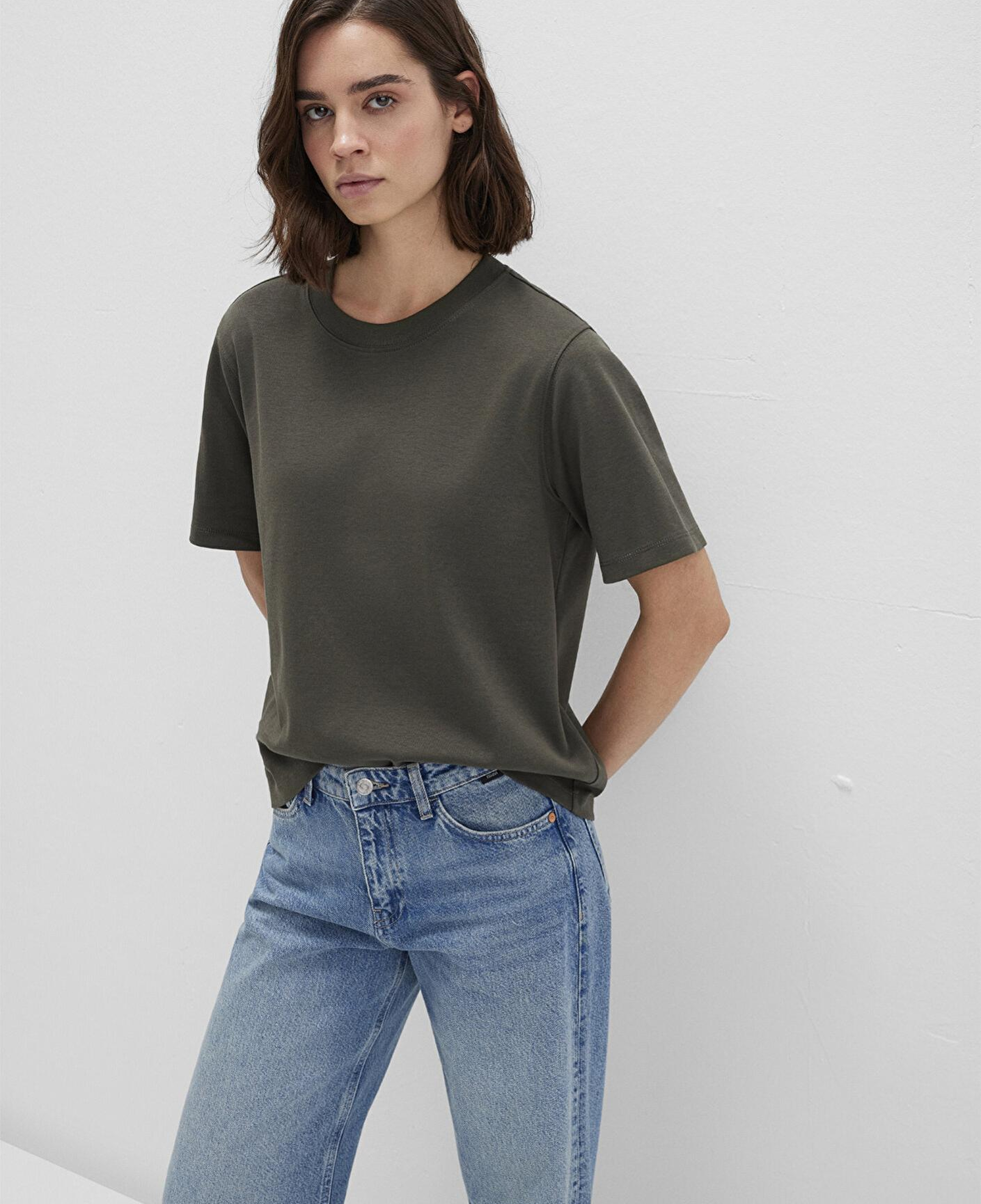 Mavi Haki Basic İnterlok Tişört Loose Fit / Bol Rahat Kesim 1613820-71553