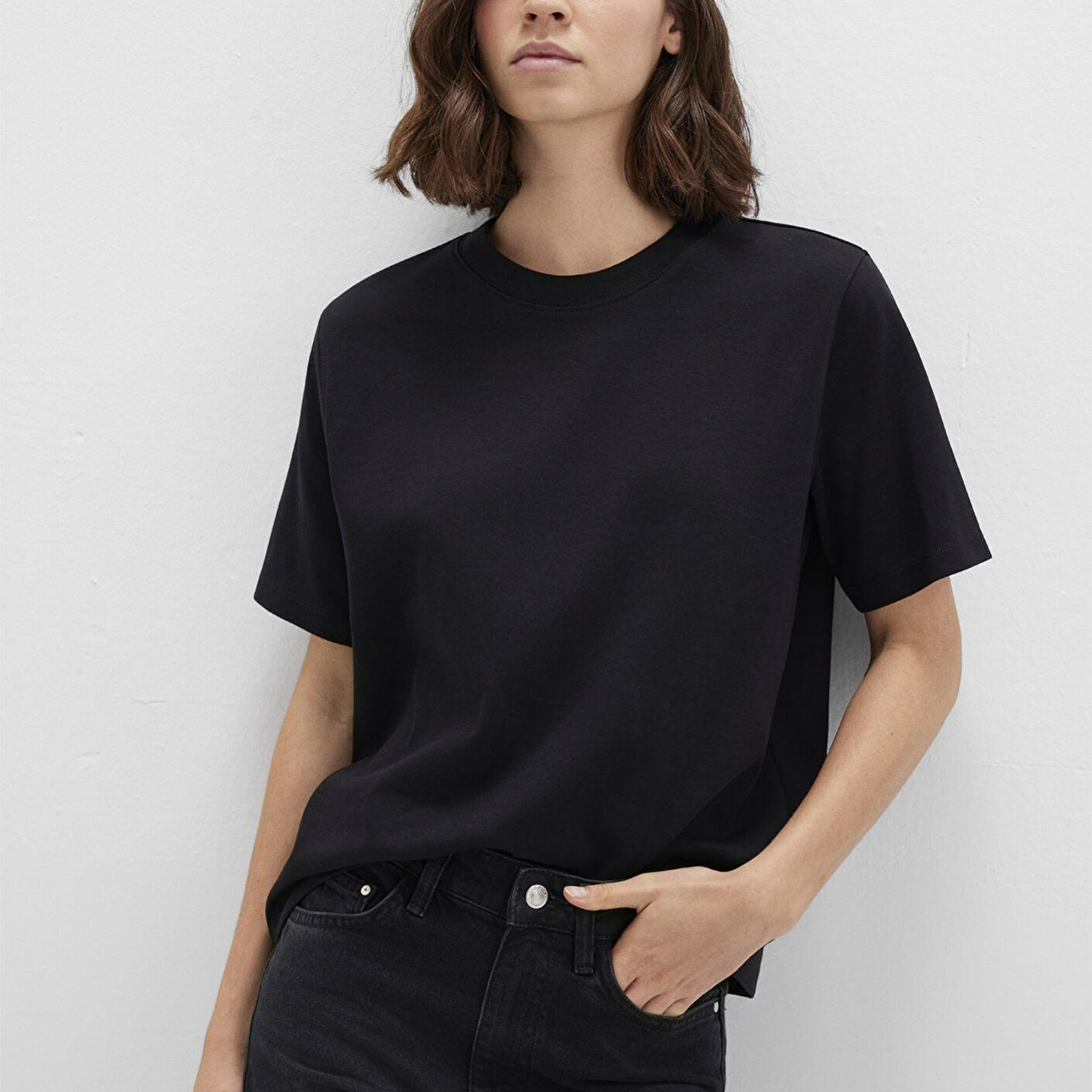 Mavi Siyah Basic İnterlok Tişört Loose Fit / Bol Rahat Kesim 1613820-900