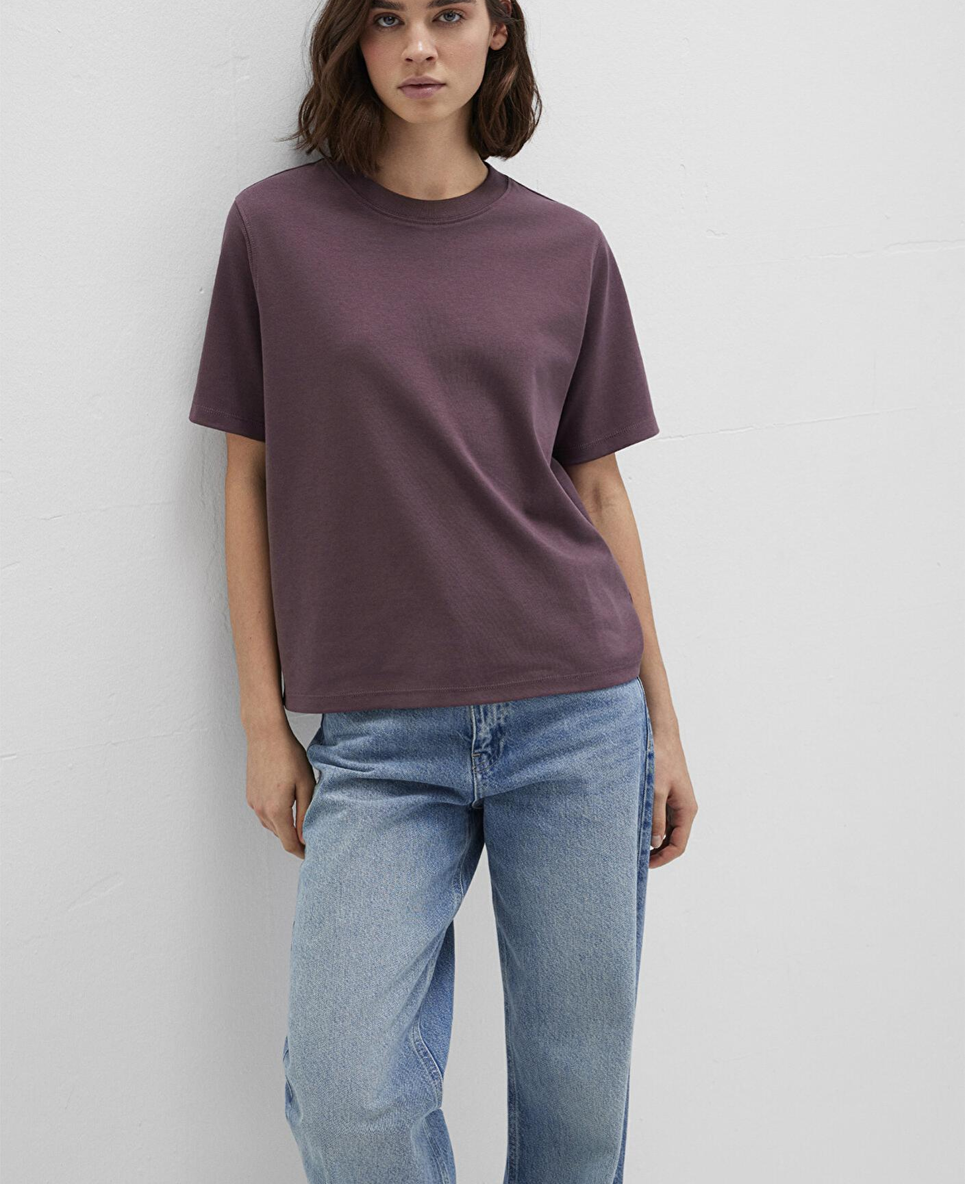 Mavi Mor Basic İnterlok Tişört Loose Fit / Bol Rahat Kesim 1613820-70260