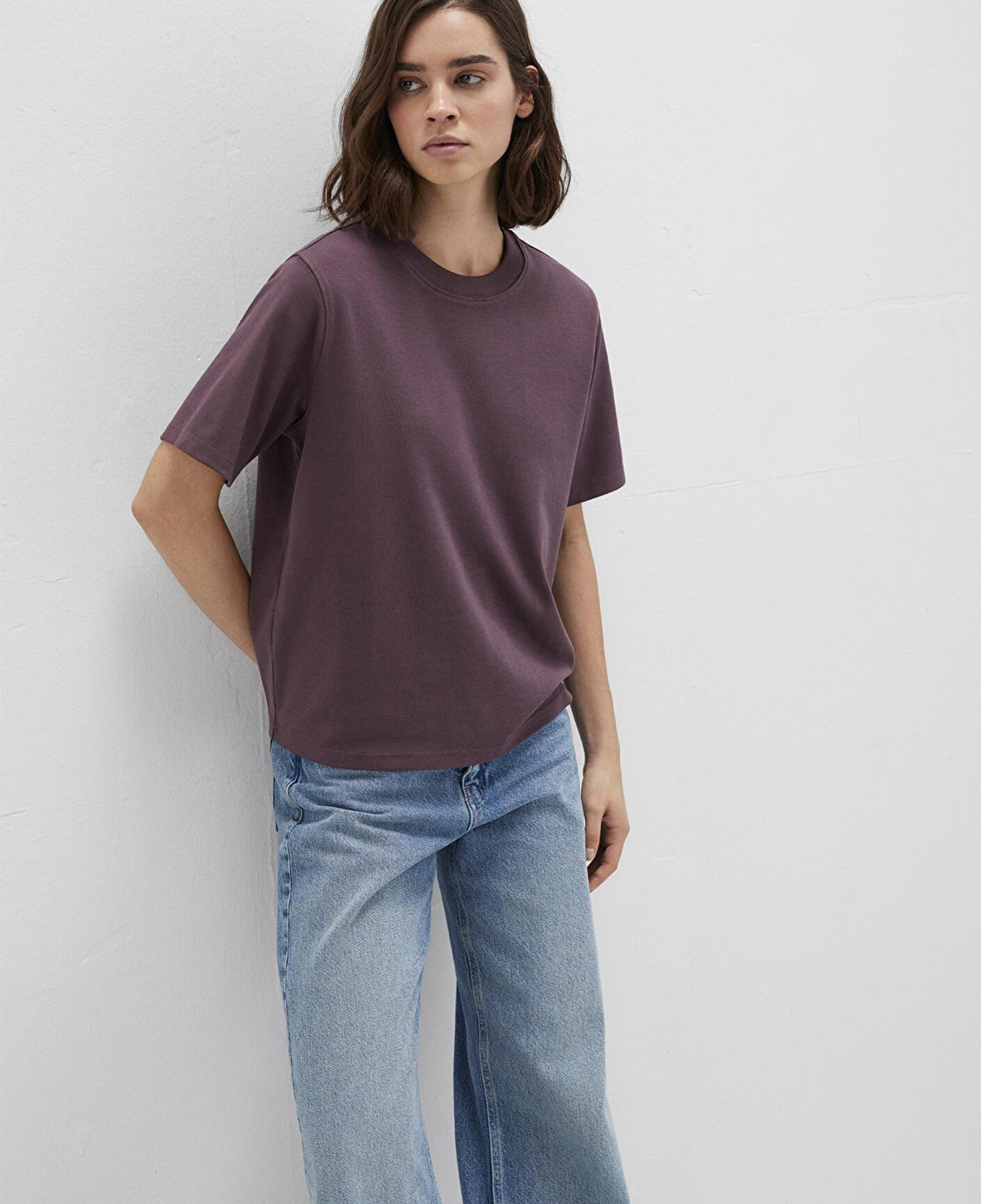 Mavi Mor Basic İnterlok Tişört Loose Fit / Bol Rahat Kesim 1613820-70260