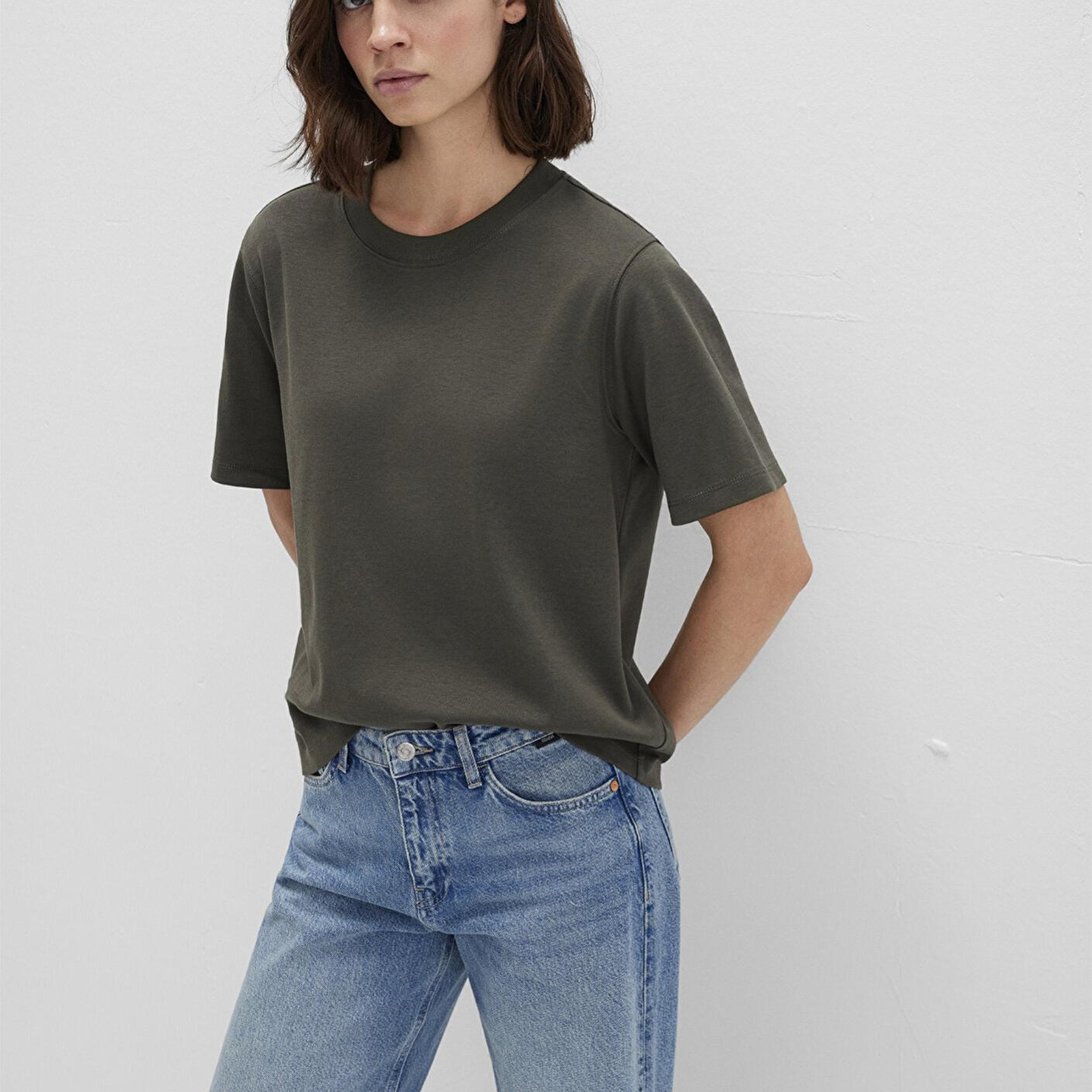 Mavi Haki Basic İnterlok Tişört Loose Fit / Bol Rahat Kesim 1613820-71553