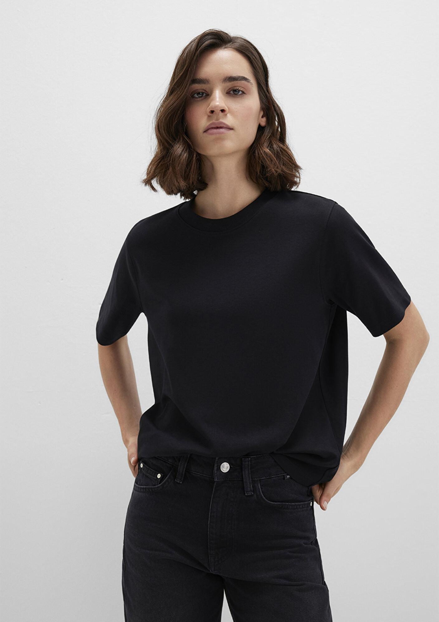 Mavi Siyah Basic İnterlok Tişört Loose Fit / Bol Rahat Kesim 1613820-900