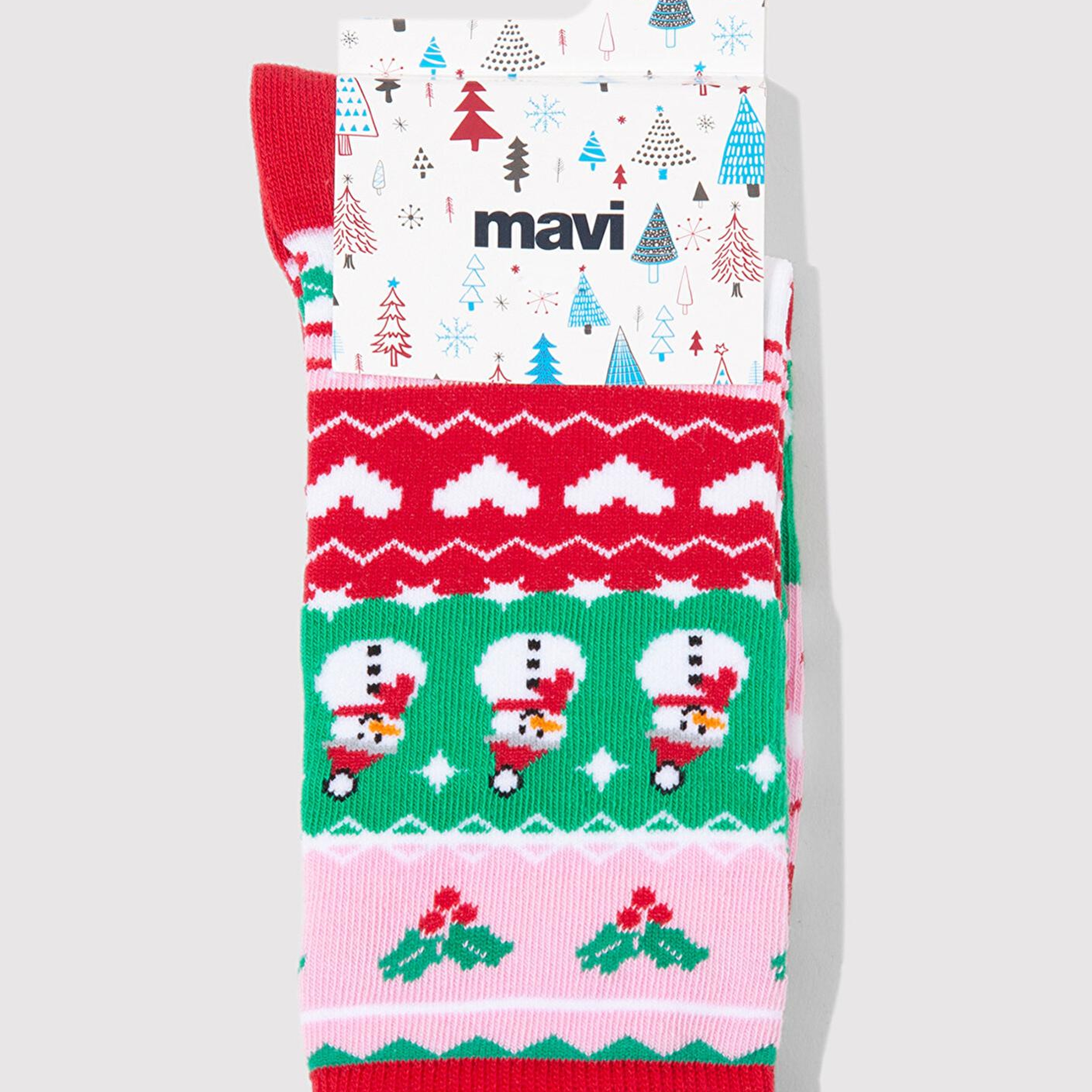 Mavi Yılbaşı Temalı Kırmızı Soket Çorap 1913726-70463