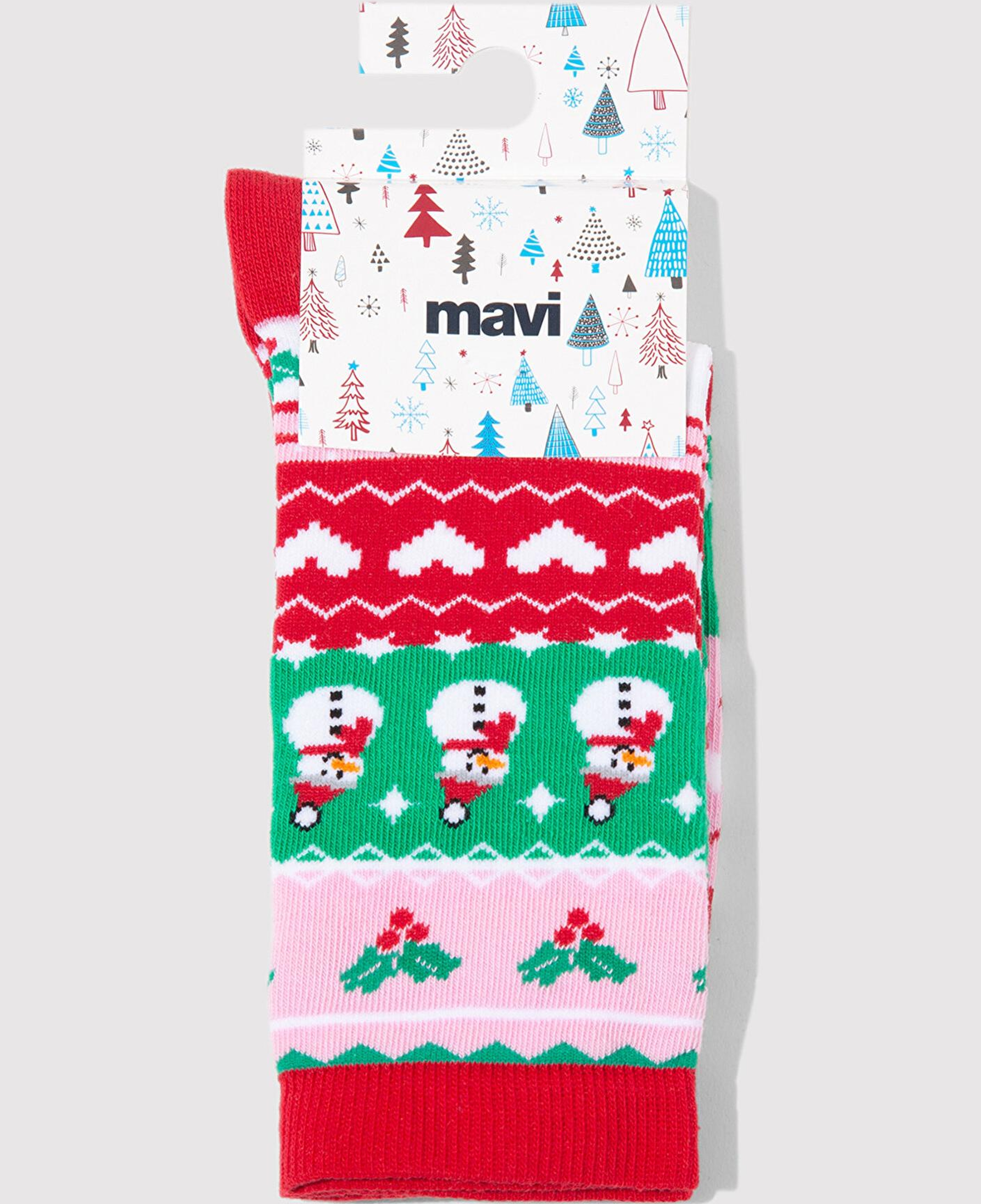 Mavi Yılbaşı Temalı Kırmızı Soket Çorap 1913726-70463