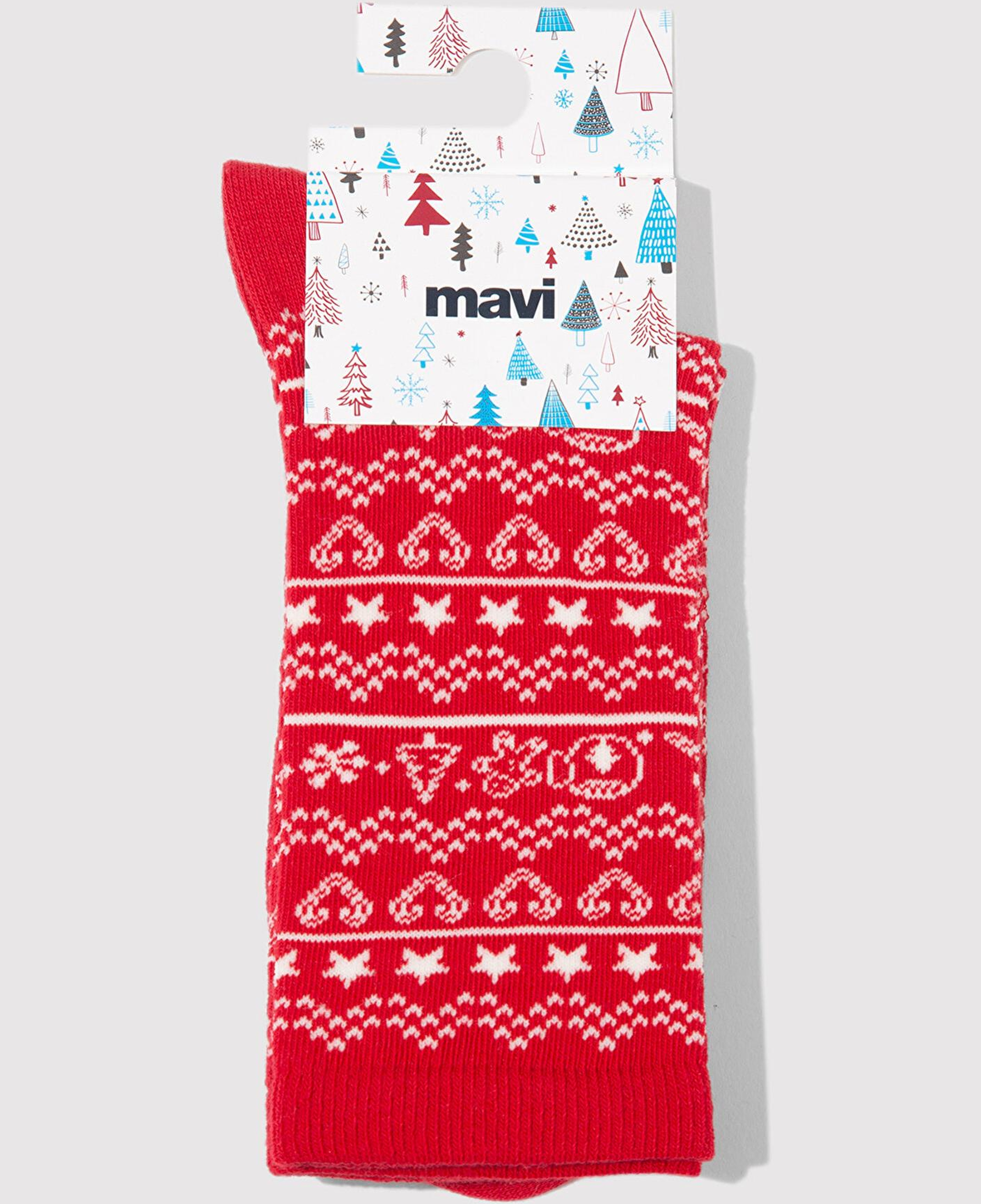 Mavi Yılbaşı Temalı Kırmızı Soket Çorap 1913668-70463