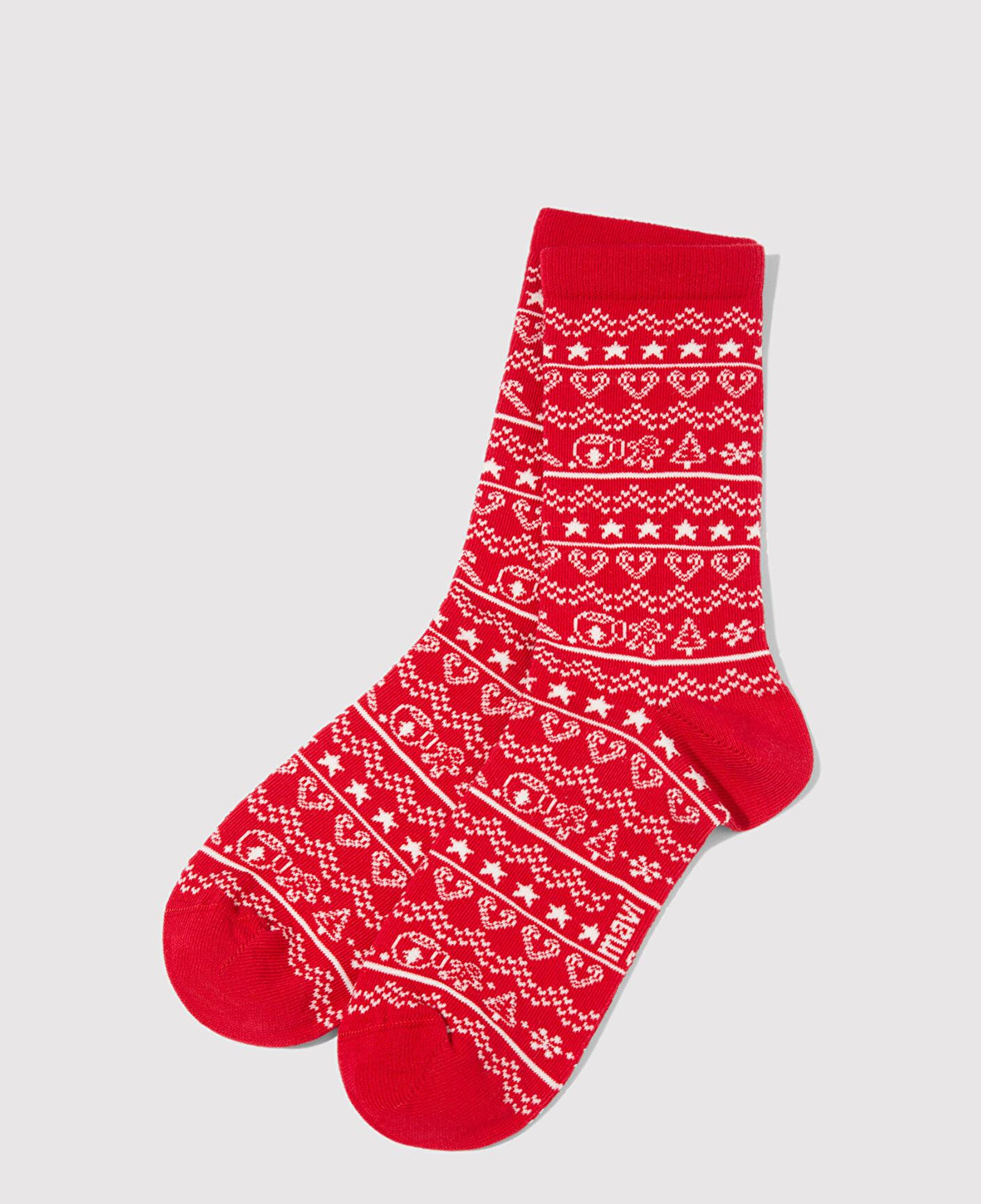 Mavi Yılbaşı Temalı Kırmızı Soket Çorap 1913668-70463